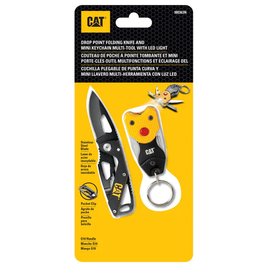 2 Piece Folding Knife and Keychain Set - Compact EDC Tools for Outdoor, Camping & Everyday Carry (Pocket Knife & Keychain Combo)