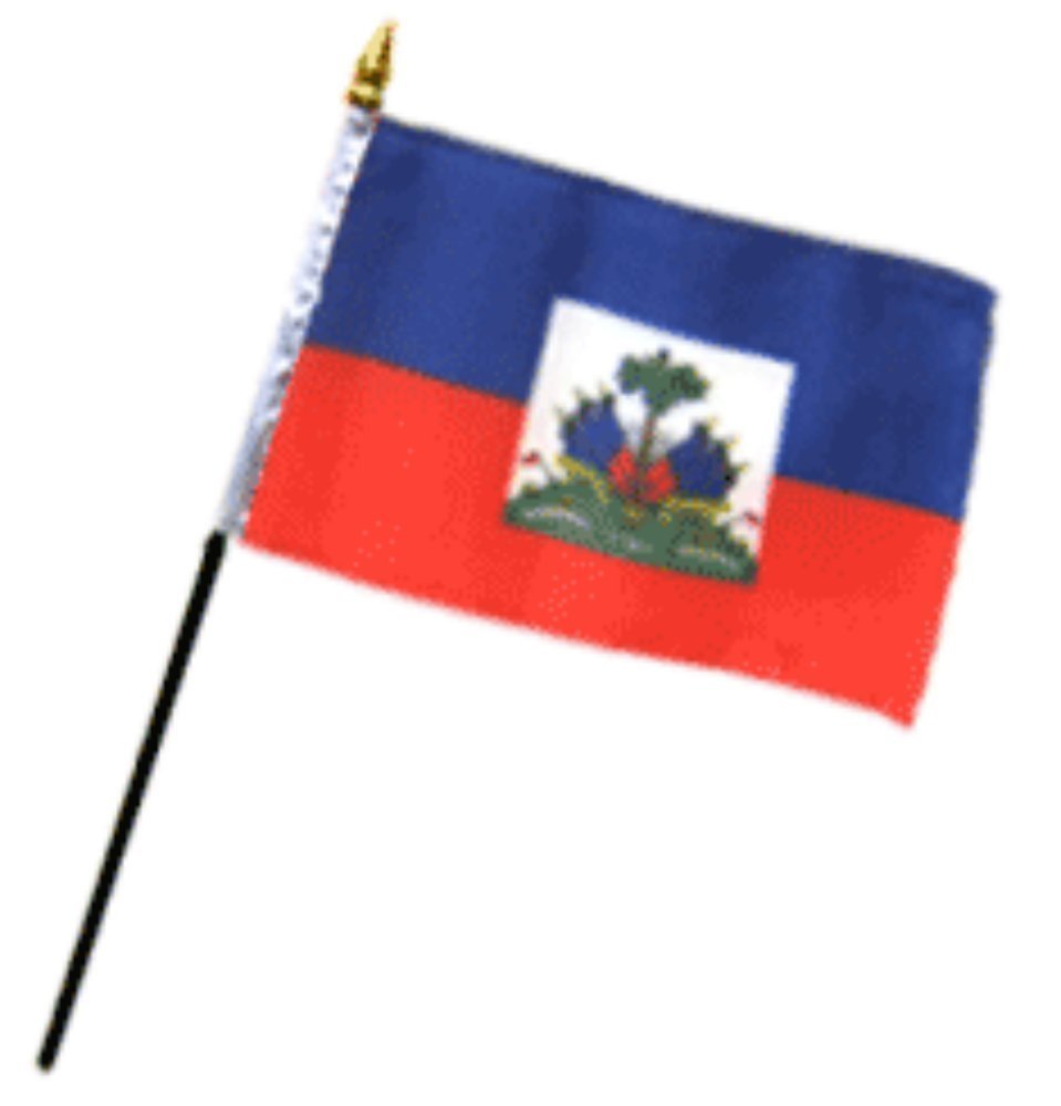 Haiti 4x6 Inch Mini Desk Stick Flag - Small Handheld Flag Without Base - Perfect for School Projects, International Events & Patriotic Decorations