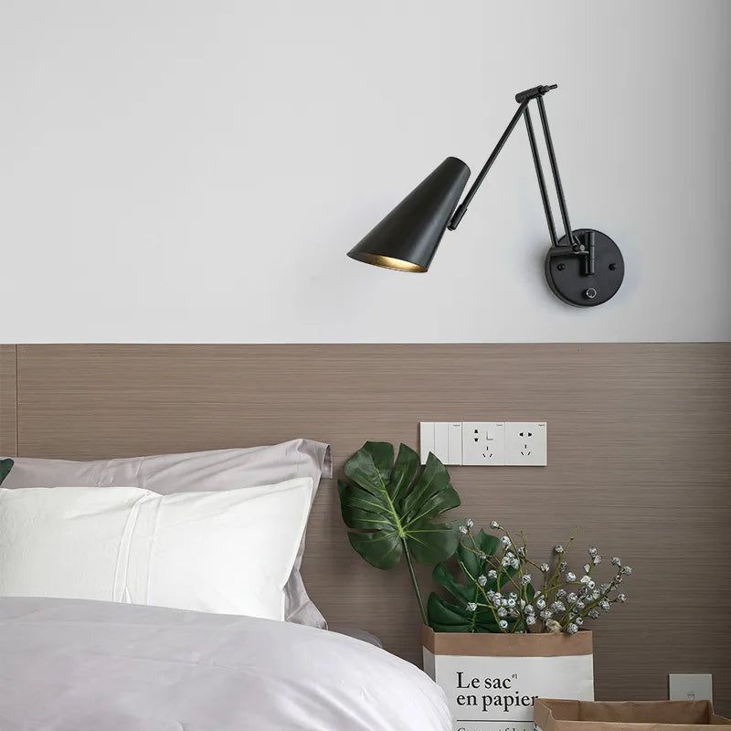 Long Arm Swing Wall Lamp with Internal Touch Sensor - Modern Dimmable LED Light for Bedroom, Living Room, and Hallway