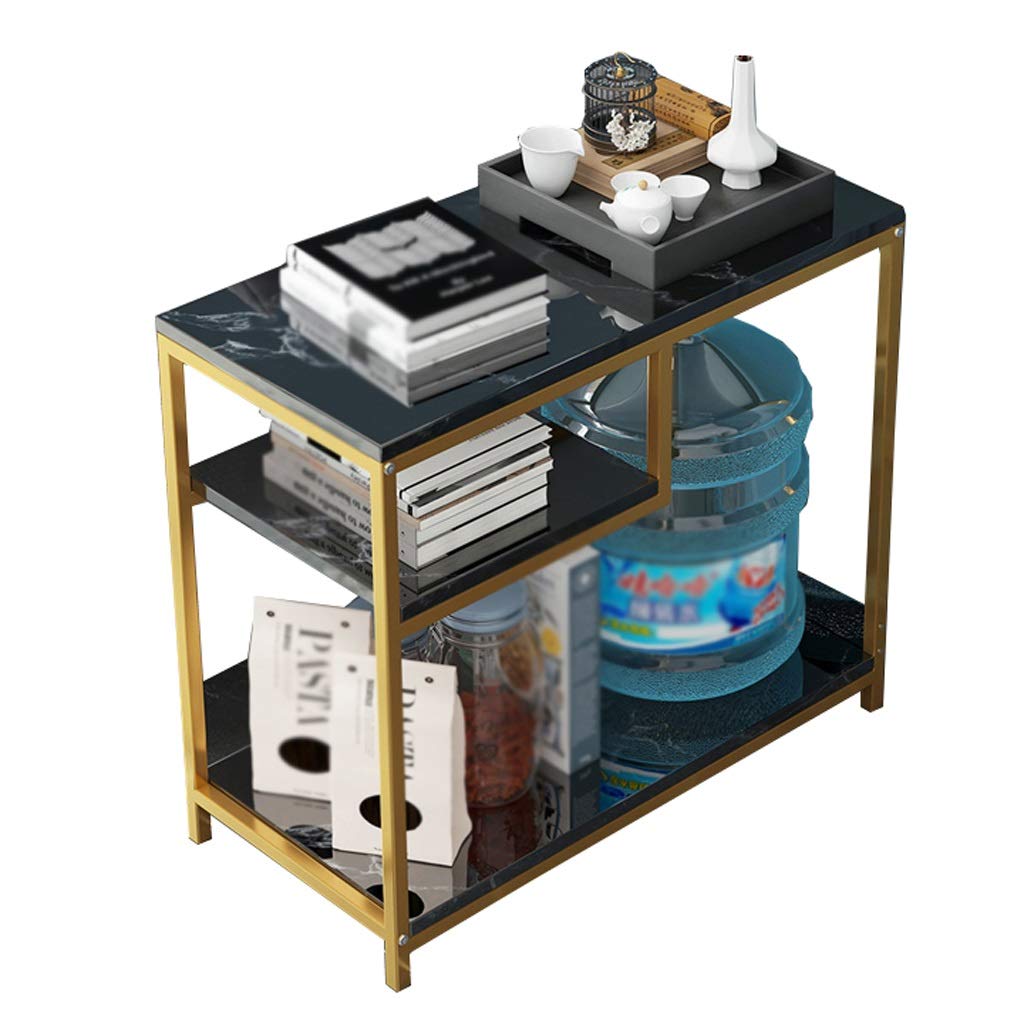 3-Tier Retro Metal Side Table - 60x30x62cm Rectangle Coffee Table for Living Room, Balcony, Small Apartment, Sofa & Bedside - Vintage Home Decor (Black) | Perfect for Coffee Time, Reading Nook & Small Space Organization