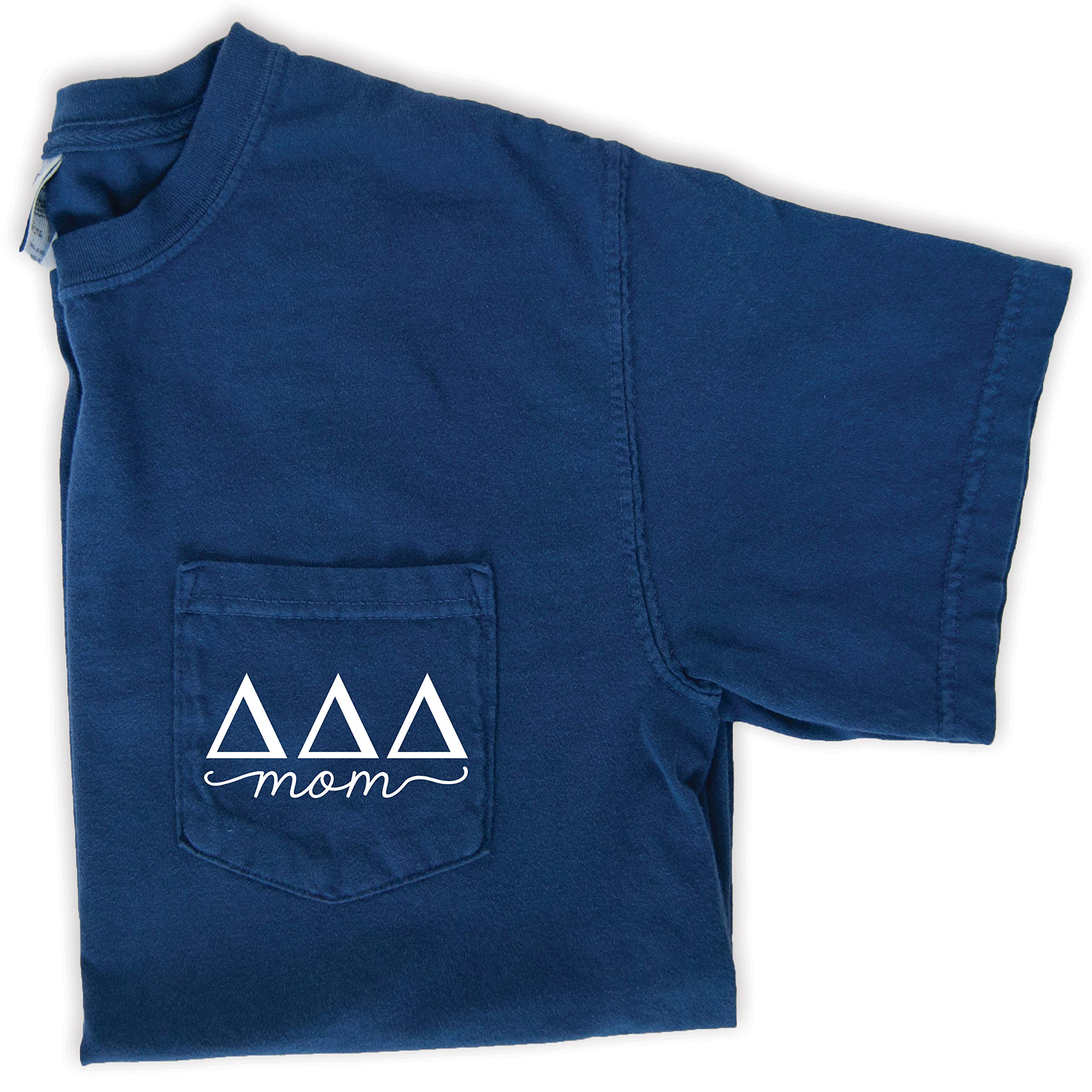 Delta Delta Delta Sorority Mom Shirt - Comfort Colors Pocket Tee for Greek Life, College Events & Family Gatherings