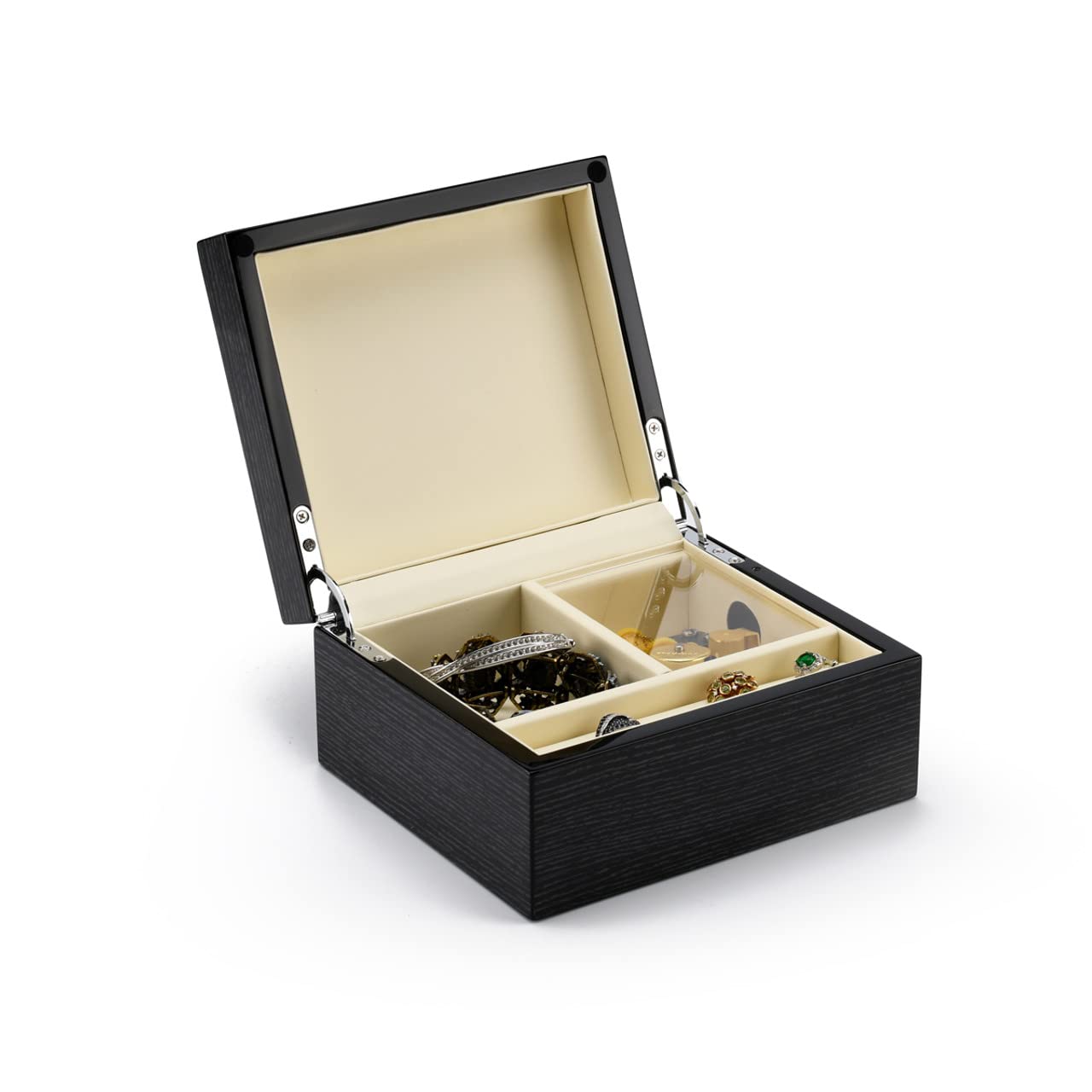Premium 30-Note Hi-Gloss Black Apricot Finish Jewelry Box - Elegant Jewelry Organizer for Necklaces, Rings & Earrings - Perfect for Bedroom Vanity, Gift Giving & Travel Storage