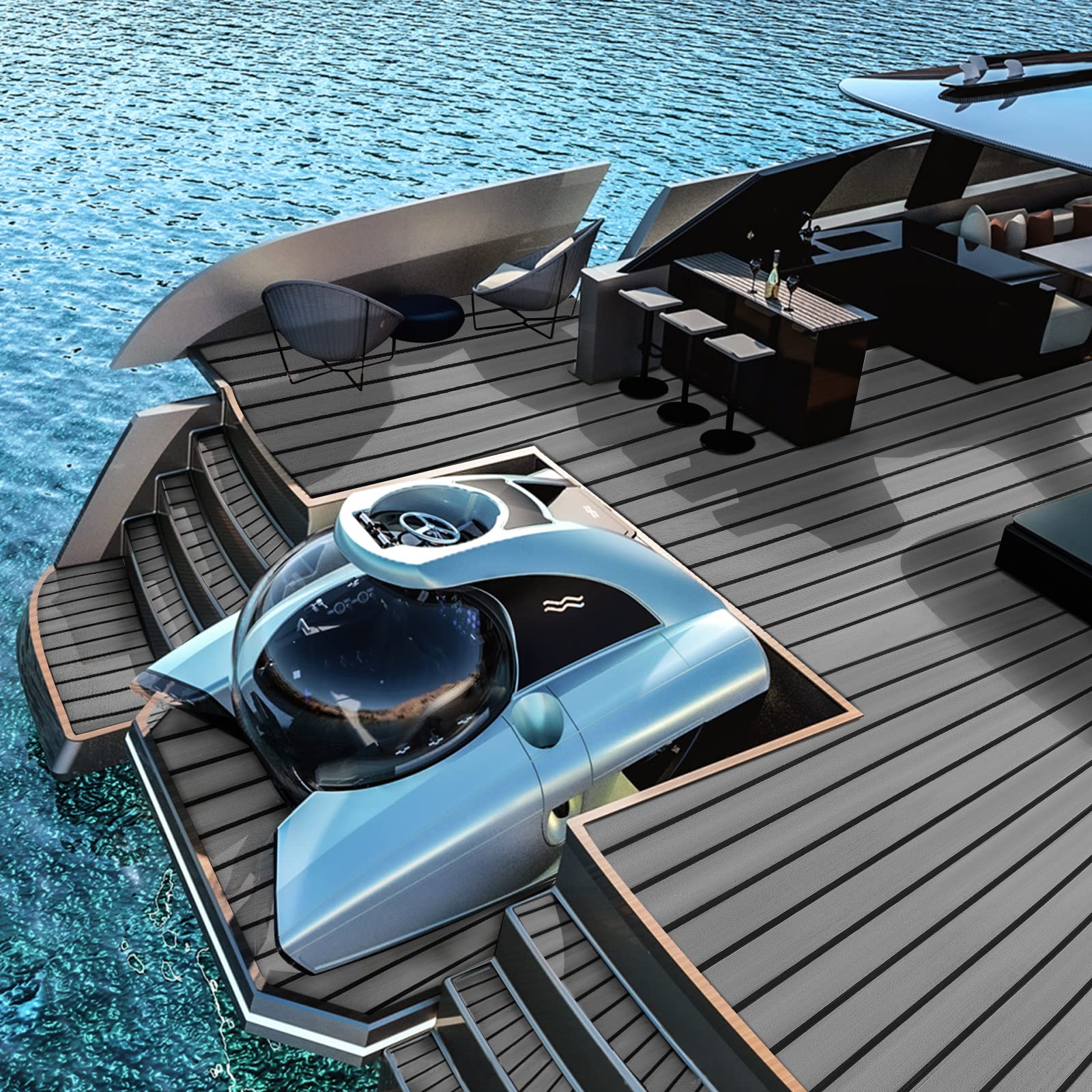 Premium EVA Foam Faux Teak Marine Mat - Self-Adhesive Non-Slip Boat Flooring for Motorboats, Yachts, RVs & Kayaks | Waterproof Decking Sheet for Surfboard Storage & Marine Applications