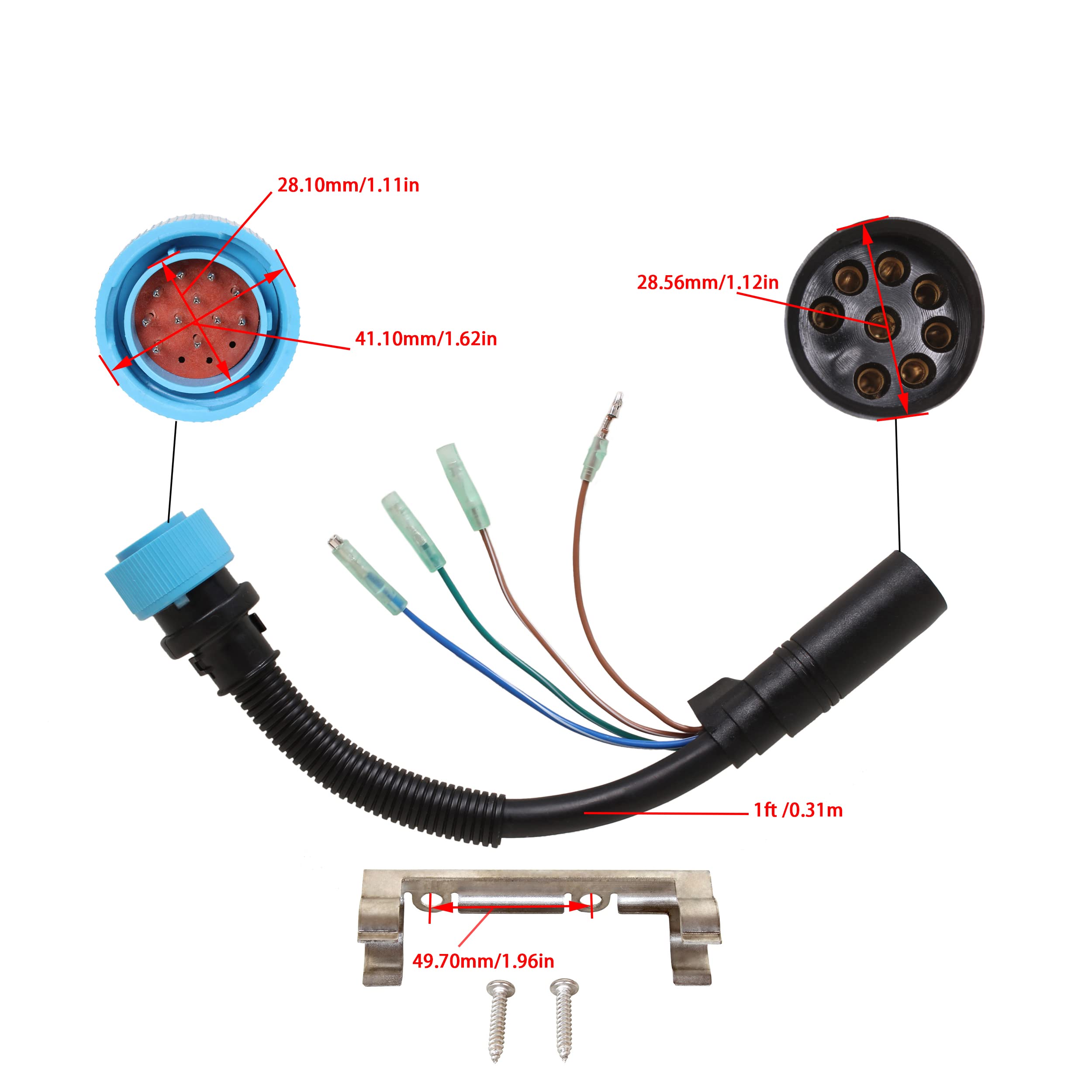 **Boat Motor Ignition Wire Adapter Harness Assembly 84-896542T01 for Mercury Mariner Quicksilver Mercruiser Outboard Engine Remote Control Box - 8 Pin to 14 Pin, 1ft (0.31m) - Perfect for Marine Engine Repairs & Upgrades**