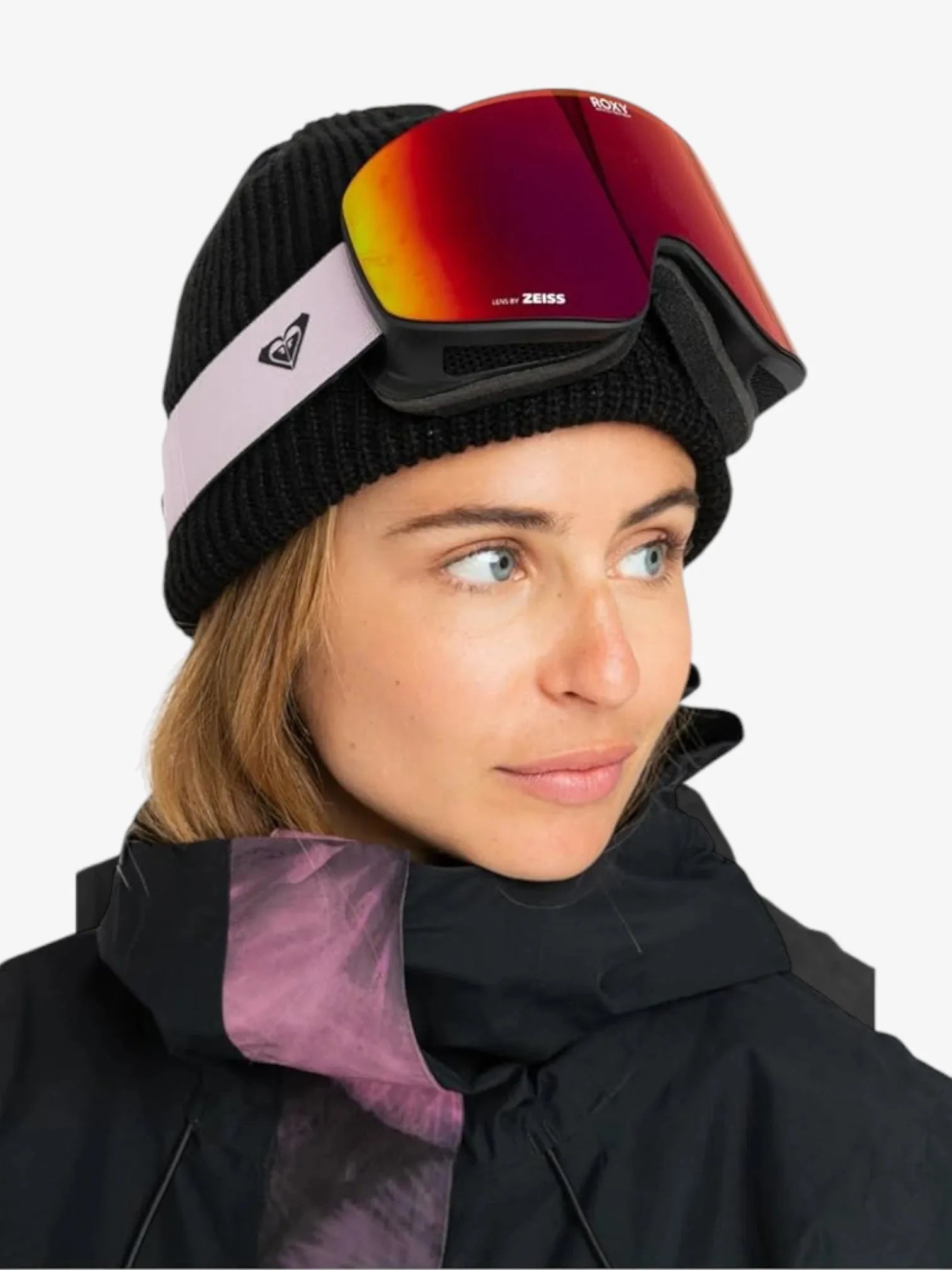 ROXY Feelin Color Luxe Snow Goggles - Black & Pink for Skiing, Snowboarding & Winter Sports | UV Protection & Anti-Fog Lens