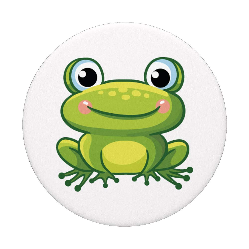 Green Frog with Big Bright Eyes PopSockets PopGrip - Swappable Phone & Tablet Grip for iPhone, Samsung, iPad - Perfect for Everyday Use, Commuting, and Travel
