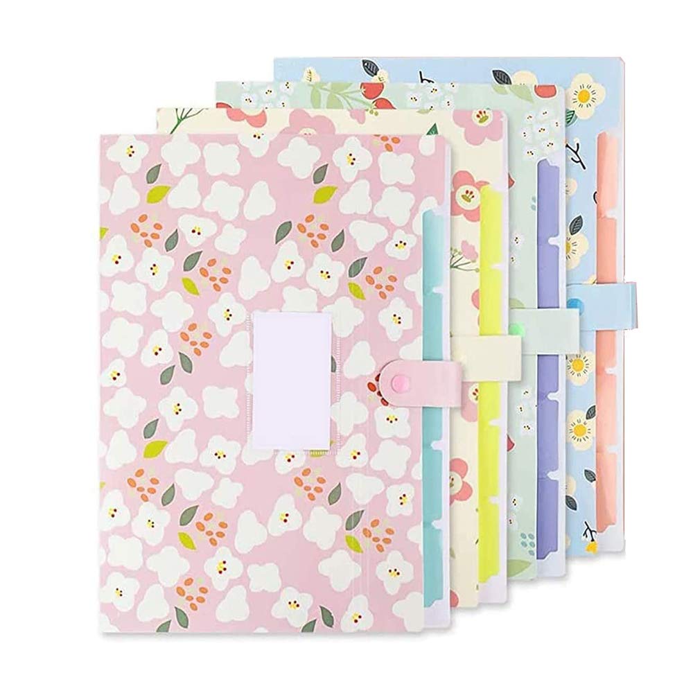 Expandable Plastic Snap Closure File Folder - 5 Pocket A4 Document Organizer for Office, School & Home (Yellow) - Perfect for Organizing Papers, Receipts & Important Documents