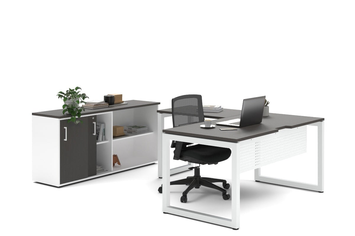 Quadro Loop Legs L-Shaped Executive Desk with White Legs [1800L x 1700W] - Perfect for Home Office, Conference Rooms & Modern Workspaces