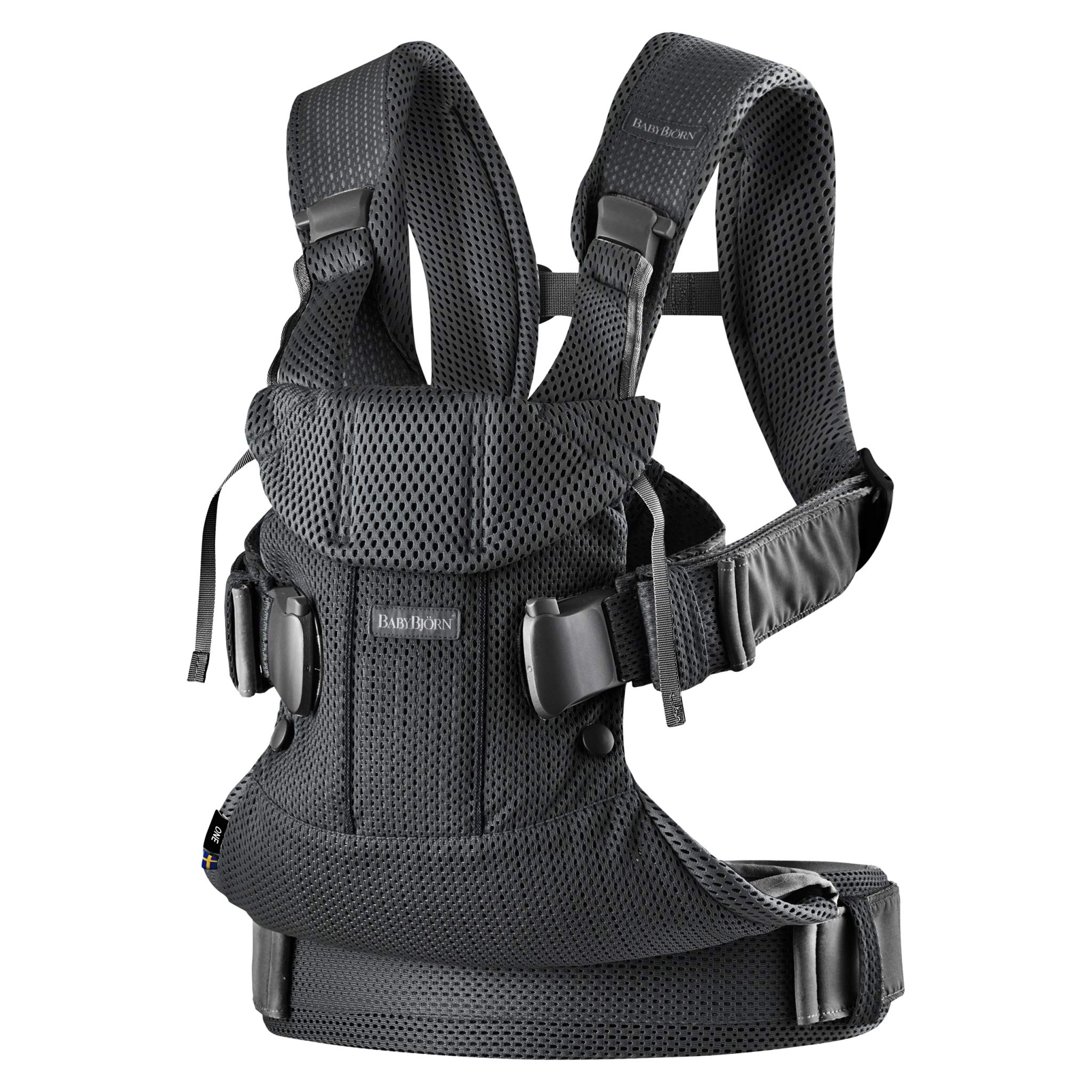 BabyBjörn New Baby Carrier One Air 2019 Edition - Breathable Mesh Baby Carrier in Black, One Size (098025US) | Ergonomic Design for Newborns to Toddlers | Perfect for Outdoor Walks, Shopping & Travel
