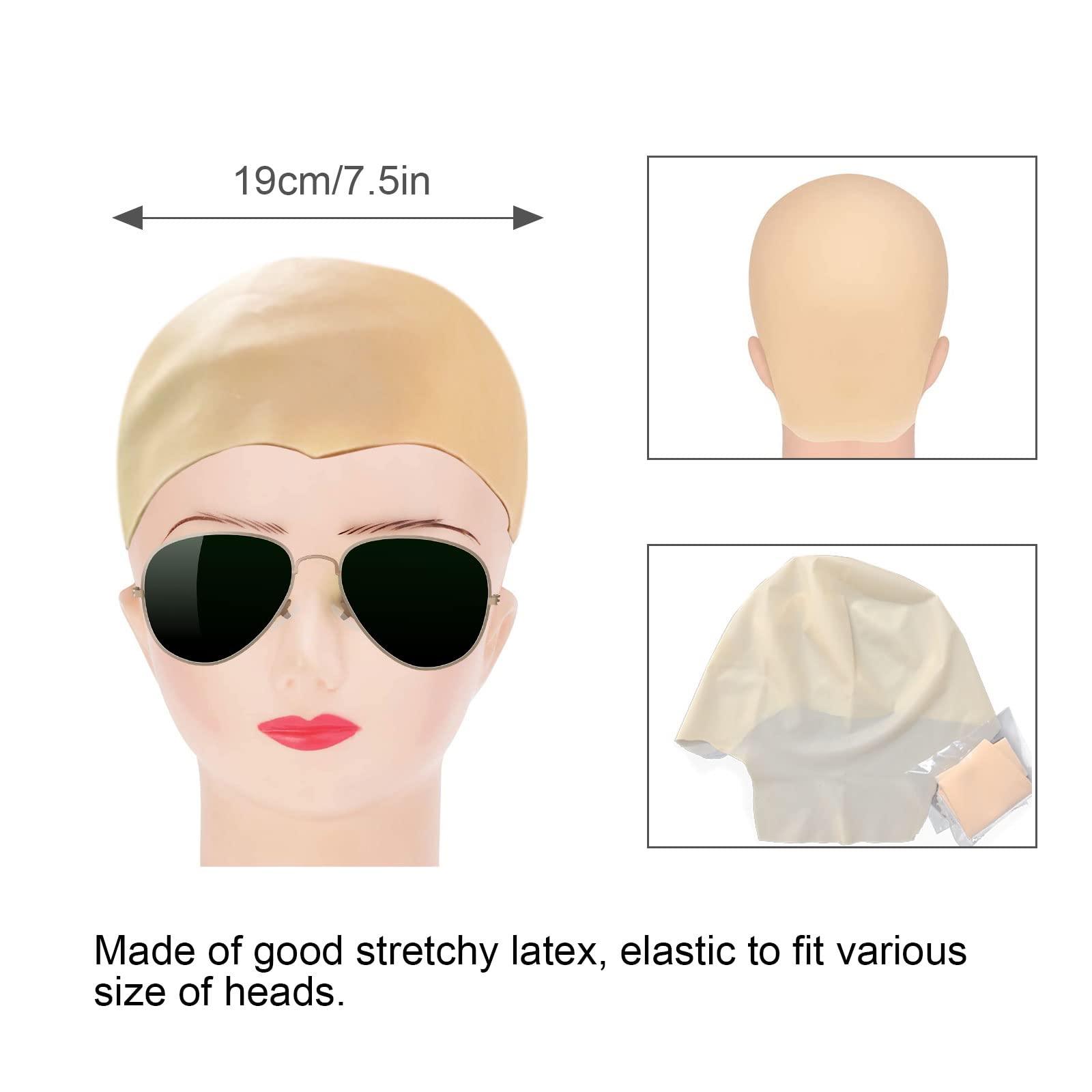 VIKSAUN Latex Bald Cap for Adults - Realistic Bald Head Makeup Wig - Halloween & Carnival Costume Accessories (1 Piece) - Perfect for Cosplay, Theatrical Performances, and Costume Parties