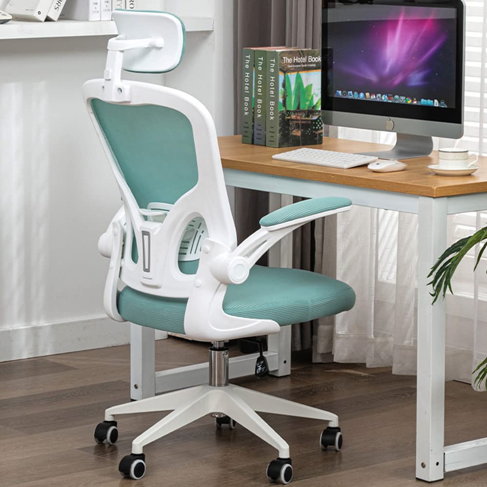 ALEAVIC Ergonomic Office Chair - High Back Mesh Computer Desk Chair with Adjustable Height & Flip-Up Arms, Comfortable Swivel Task Chair for Home Office, Gaming, or Workspace (Blue) - Perfect for Long Hours of Sitting & Productivity