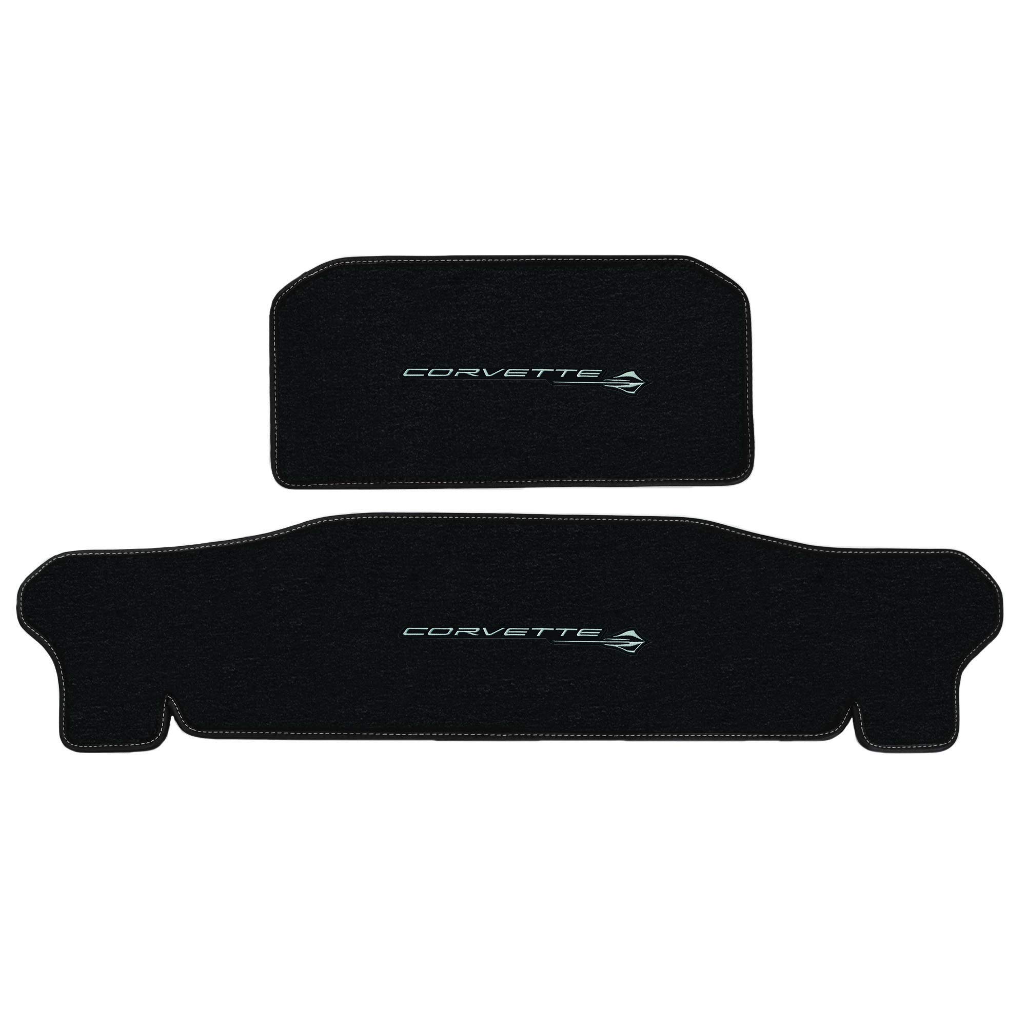 Premium Custom-Fit Carpeted Floor Mats for 2020+ Corvette C8 Stingray Coupe - Luxury Car Floor Liners with Frunk & Trunk Mats (Charcoal, Combo Logo) | Perfect for Daily Driving & Car Shows