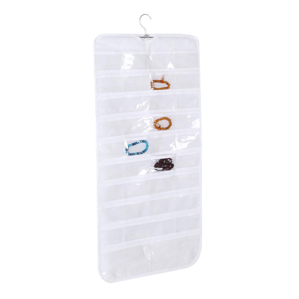 Double-Sided Jewelry Storage Bags - 80 Pack Clear Foldable Organizer with Door Hanger for Necklaces, Earrings & Accessories - Perfect for Travel, Home Closet & Gift Packaging (White)