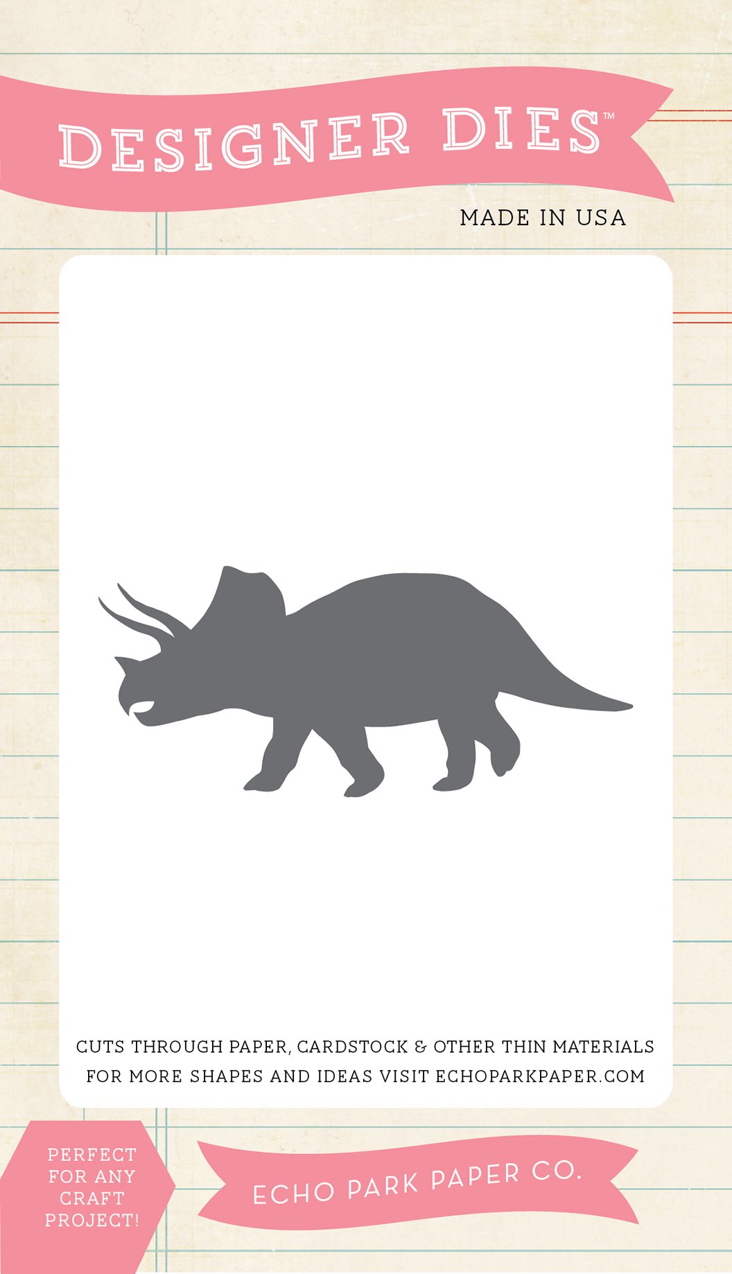 Echo Park Paper Company Triceratops Die Set - Dinosaur Scrapbooking Supplies for Card Making, DIY Crafts, and Scrapbook Albums