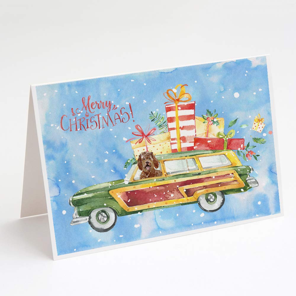 Merry Christmas Labradoodle Greeting Cards - Pack of 8 Blank A7 Size (5x7) Note Cards with Envelopes | Whimsical Holiday Stationery for Christmas Wishes, Party Invitations & Festive Correspondence