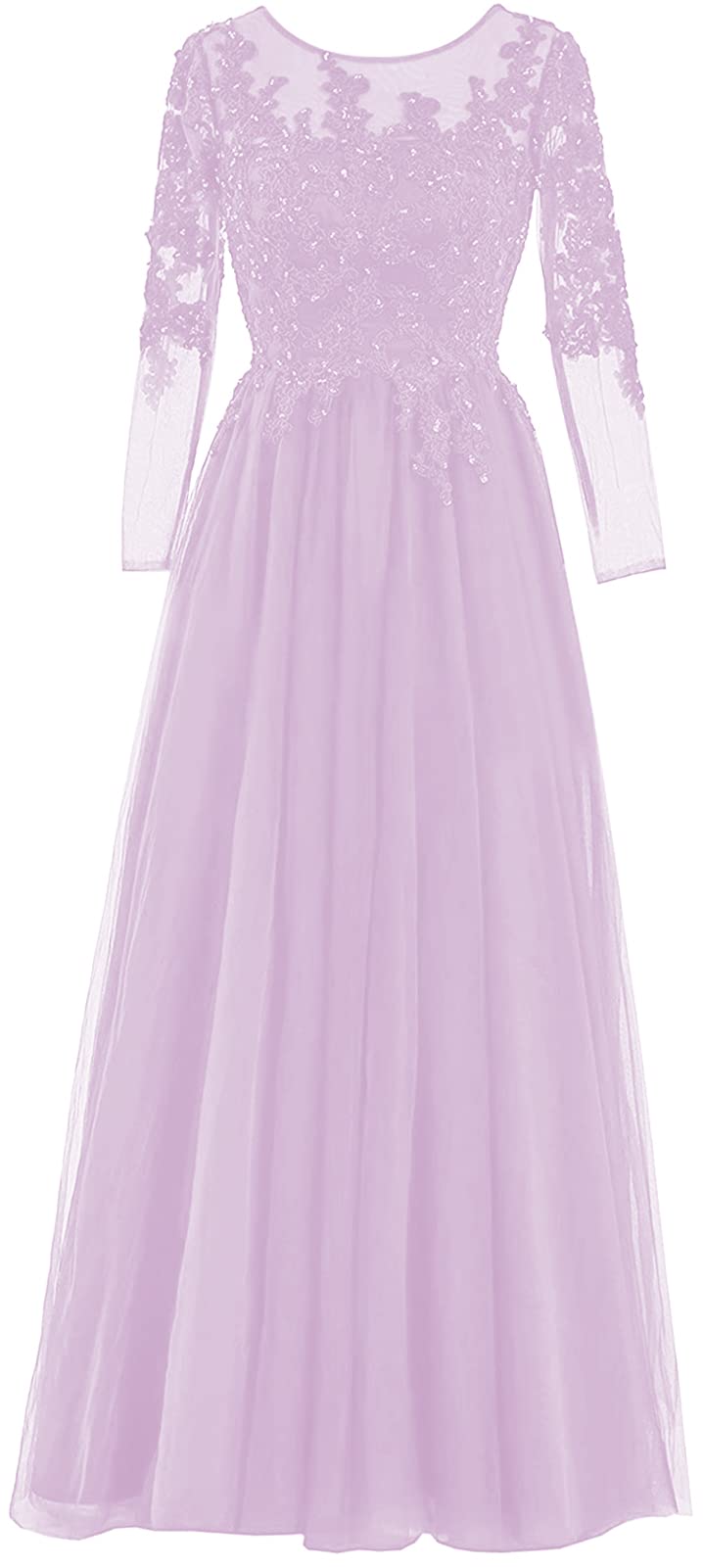 Elegant Long Sleeve Mother of The Bride Dress with Lace Appliques - Tulle Formal Evening Gown for Weddings, Proms & Special Occasions