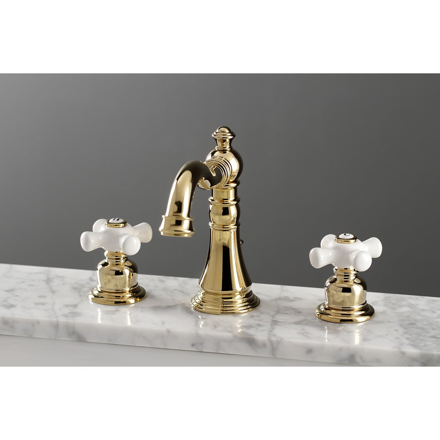 American Classic FSC1972PX 3-Hole Widespread Bathroom Faucet with Pop-Up Drain - Polished Brass Two Handle Deck Mount - Perfect for Modern Bathroom Renovations & Vanity Upgrades