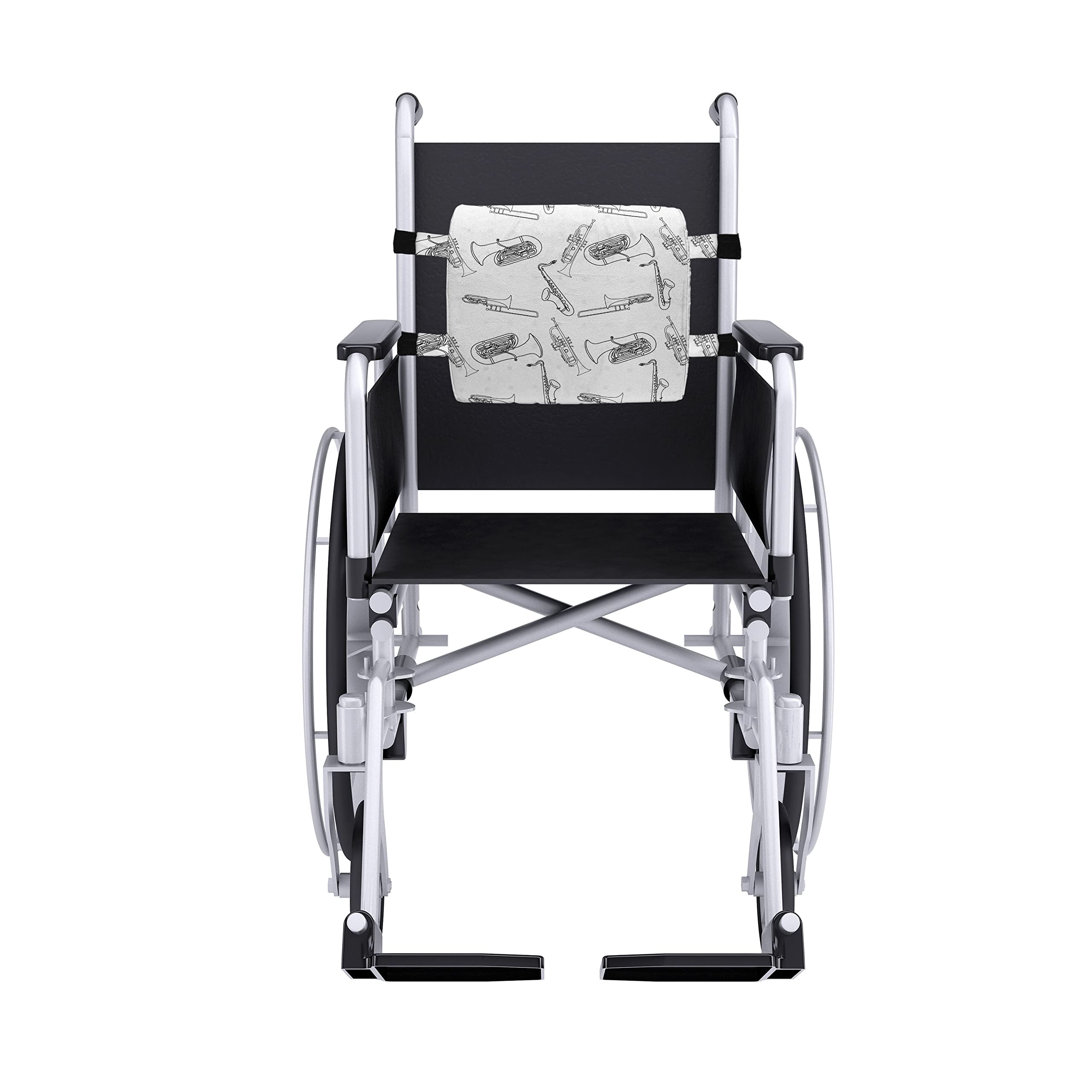 Ambesonne Jazz Music Lumbar Support Pillow - Monochrome Hand-Drawn Trombone Trumpet Design, High-Density Foam for Office Chairs & Car Seats, 14x13 Inches Black & White - Perfect for Back Pain Relief, Long Drives & Work Comfort