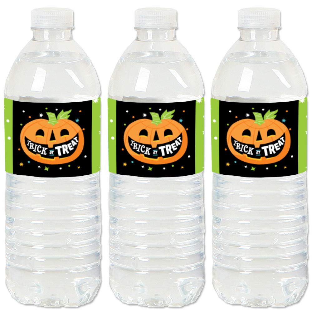 Big Dot of Happiness Jack-O'-Lantern Halloween Stickers - 20-Pack Water Bottle Labels for Kids Halloween Party Decorations & School Classroom Activities