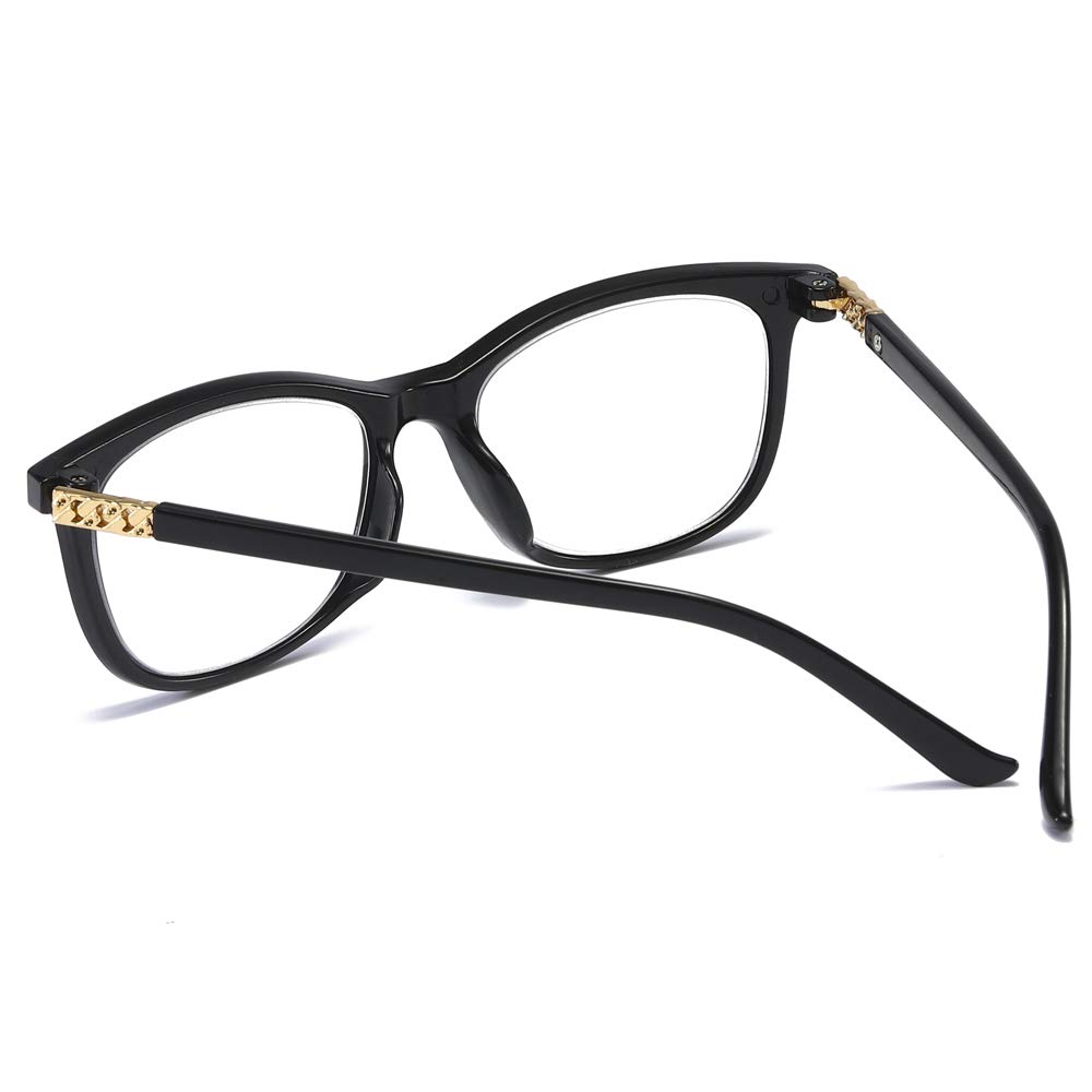 Progressive Reading Glasses for Women - Blue Light Blocking Multifocal Lenses (3.0x Magnification, Black) - Perfect for Computer Work, Reading & Screen Time