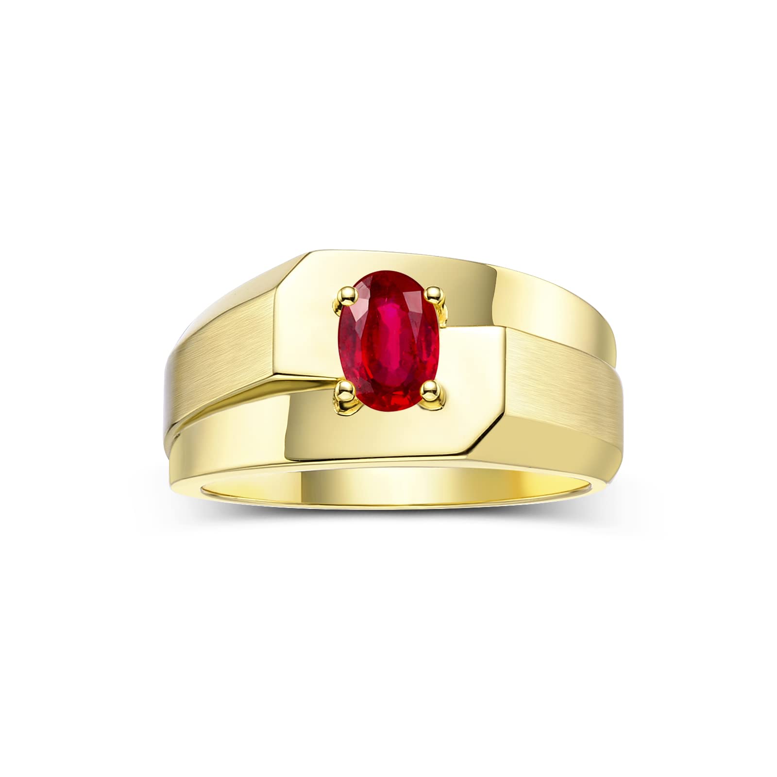 Rylos Oval Solitaire Red Ruby Ring - July Birthstone Jewelry for Women, Elegant Gift for Anniversary, Engagement, Valentine's Day & Special Occasions
