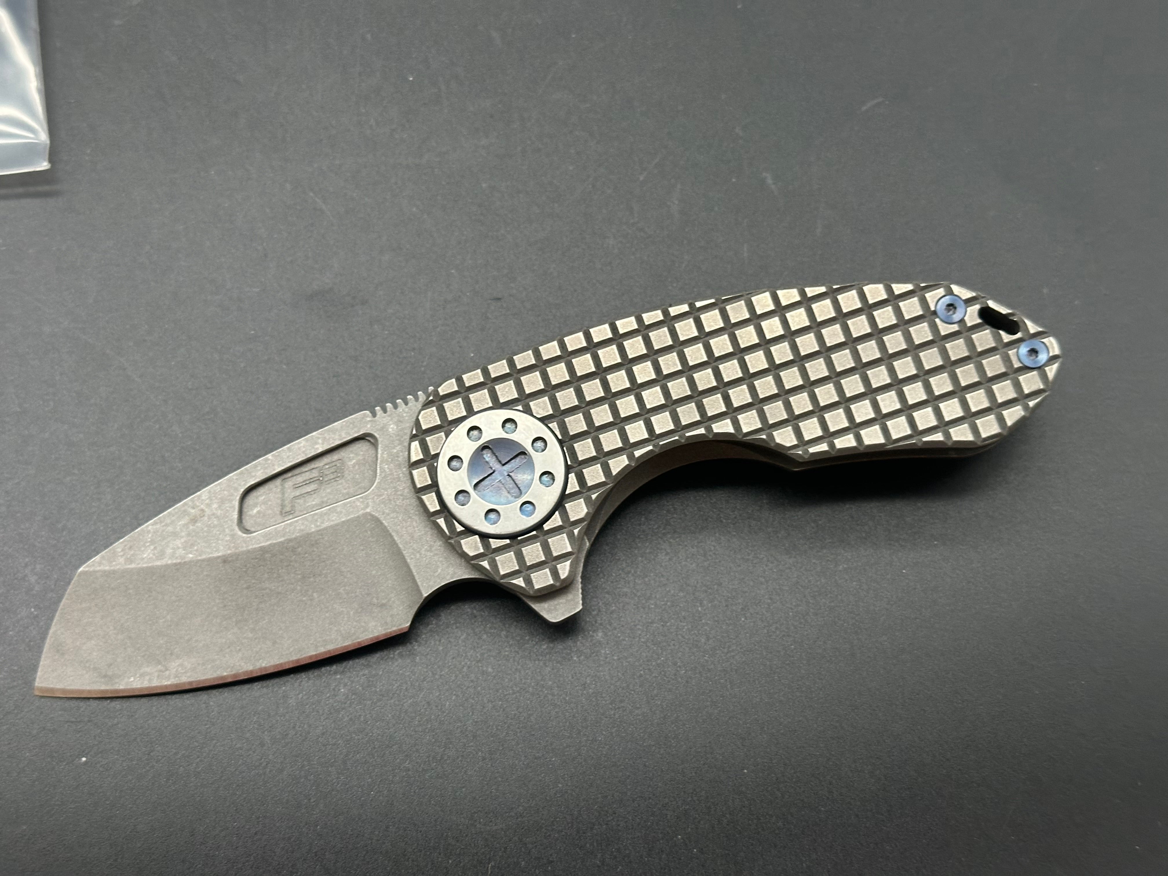 Curtiss Custom Knives F3 Compact Wharny Flipper Knife - Smooth Blasted Titanium Handle, MagnaCut Steel Blade - EDC, Outdoor, Tactical & Survival Use