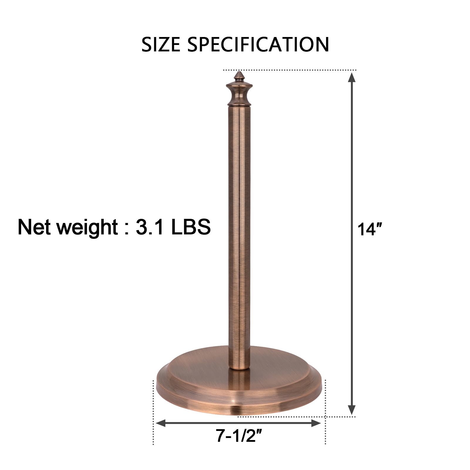 Akicon Antique Copper Paper Towel Holder Stand - Classic Kitchen & Dining Room Countertop Organizer | Perfect for Home, Office, and Restaurant Use