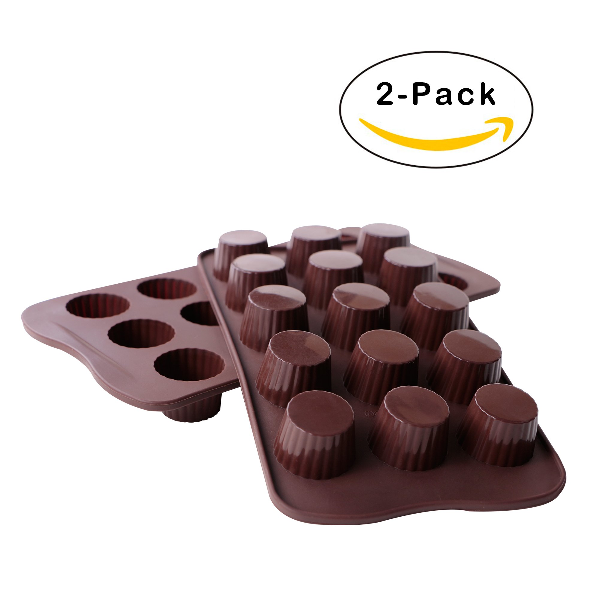 Webake Silicone Candy Molds - 2 Pack Chocolate & Baking Molds for Jello, Keto Fat Bombs, Peanut Butter Cups - Perfect for DIY Desserts, Party Treats & Holiday Baking