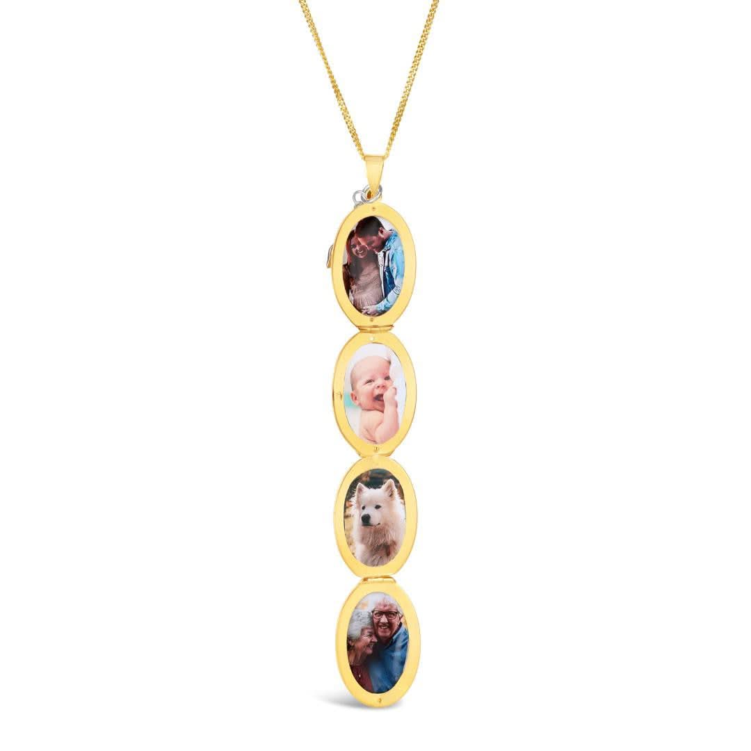 Gold Four Photo Oval Butterfly Locket Necklace - Perfect for Valentine's Day, Anniversary & Mother's Day Gifts