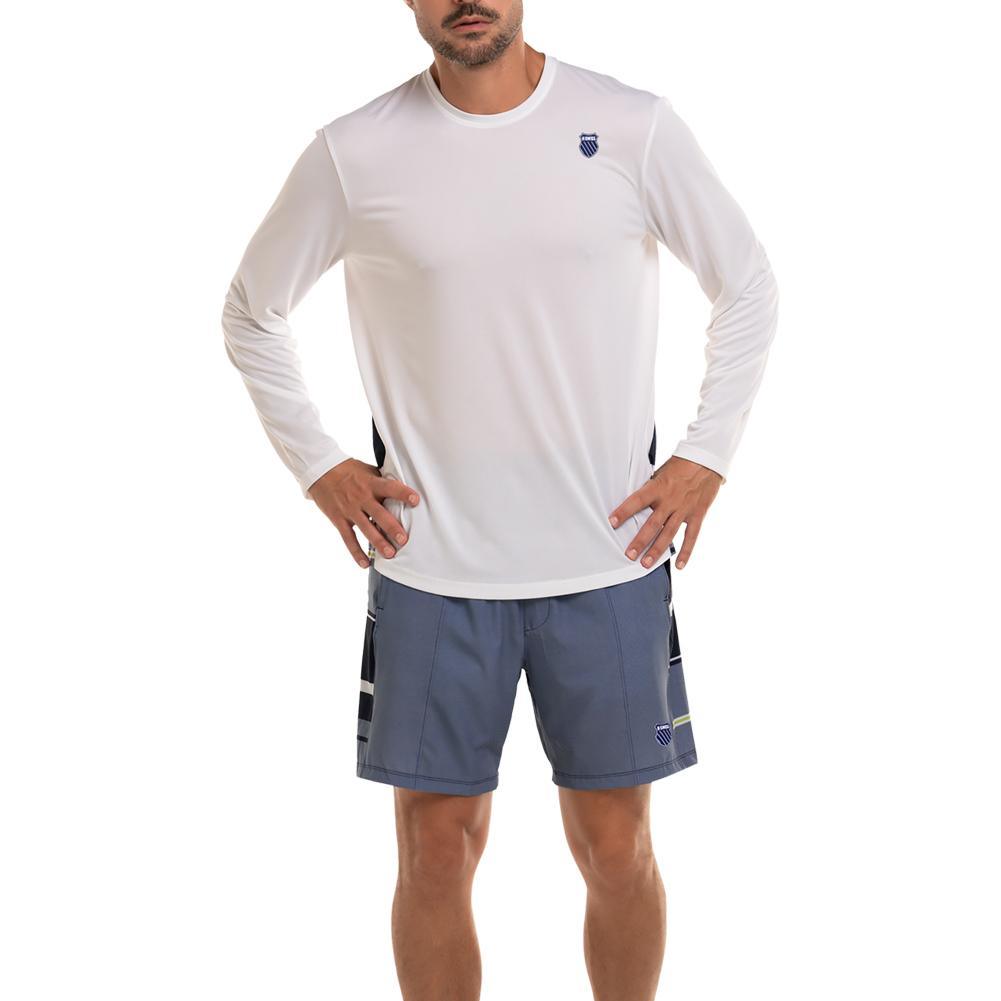 Men's Performance Long Sleeve Tennis Shirt - Moisture Wicking & UV Protection - White Athletic Top for Tennis, Pickleball & Outdoor Sports