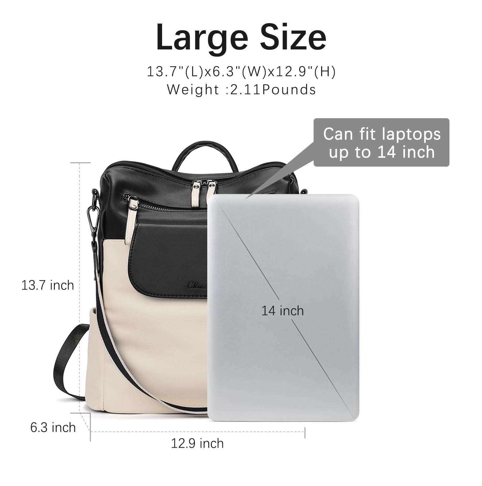 CLUCI Genuine Leather Backpack Purse for Women - Large Convertible Anti-Theft Travel Backpack Handbag | Perfect for Work, College & Weekend Getaways