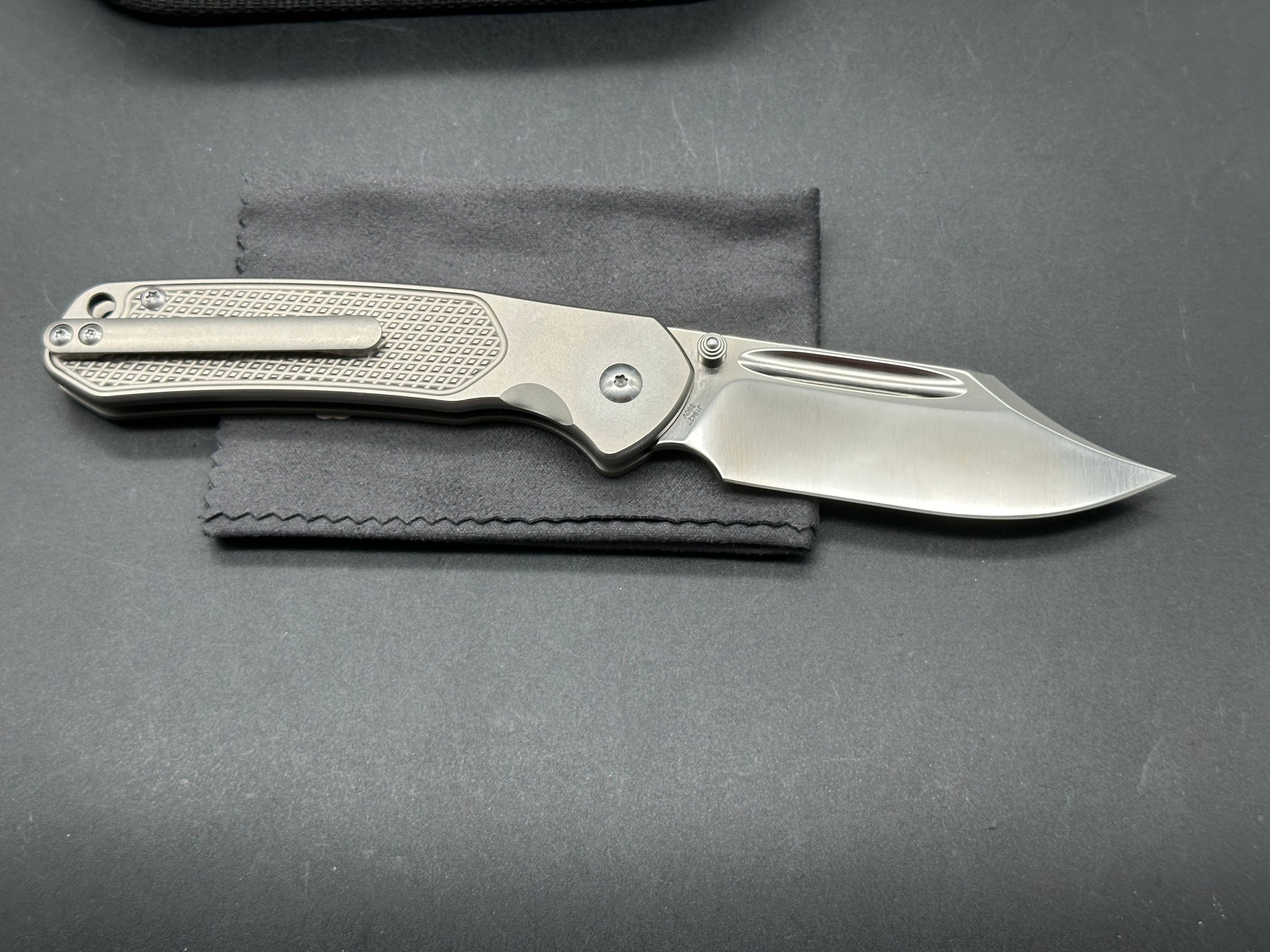 CJRB Pyrite Titanium S90V Folding Knife - Premium EDC Pocket Knife for Outdoor, Camping, Hiking & Everyday Carry