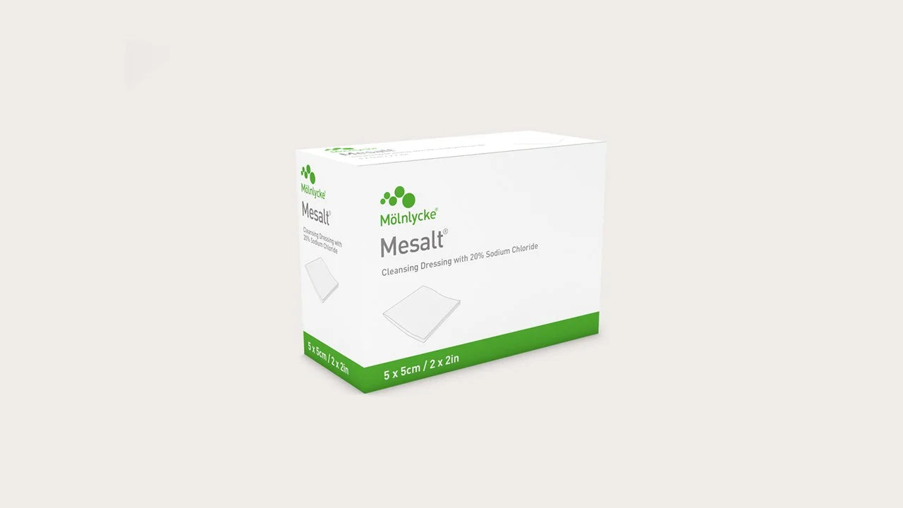 Mepilex Mesalt 1 Wound Dressing - Sterile Sodium Chloride Impregnated Gauze for Wound Care | Ideal for Chronic Wounds, Ulcers, and Post-Surgical Dressings