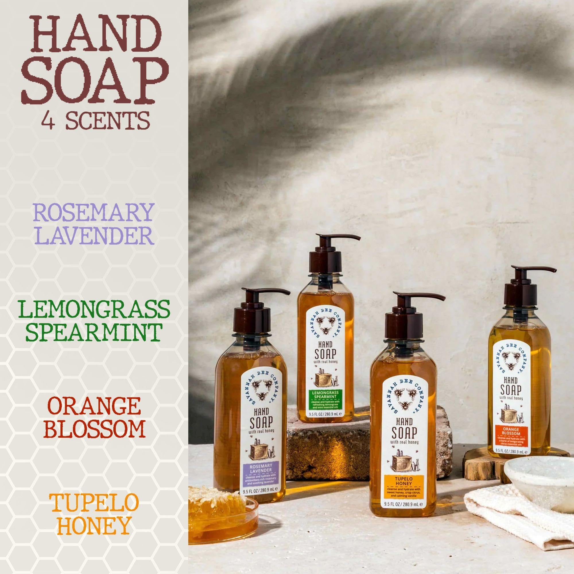 Savannah Bee Company Natural Liquid Hand Soap with Essential Oils | Moisturizing & Antibacterial | Perfect for Home, Office & Travel Use