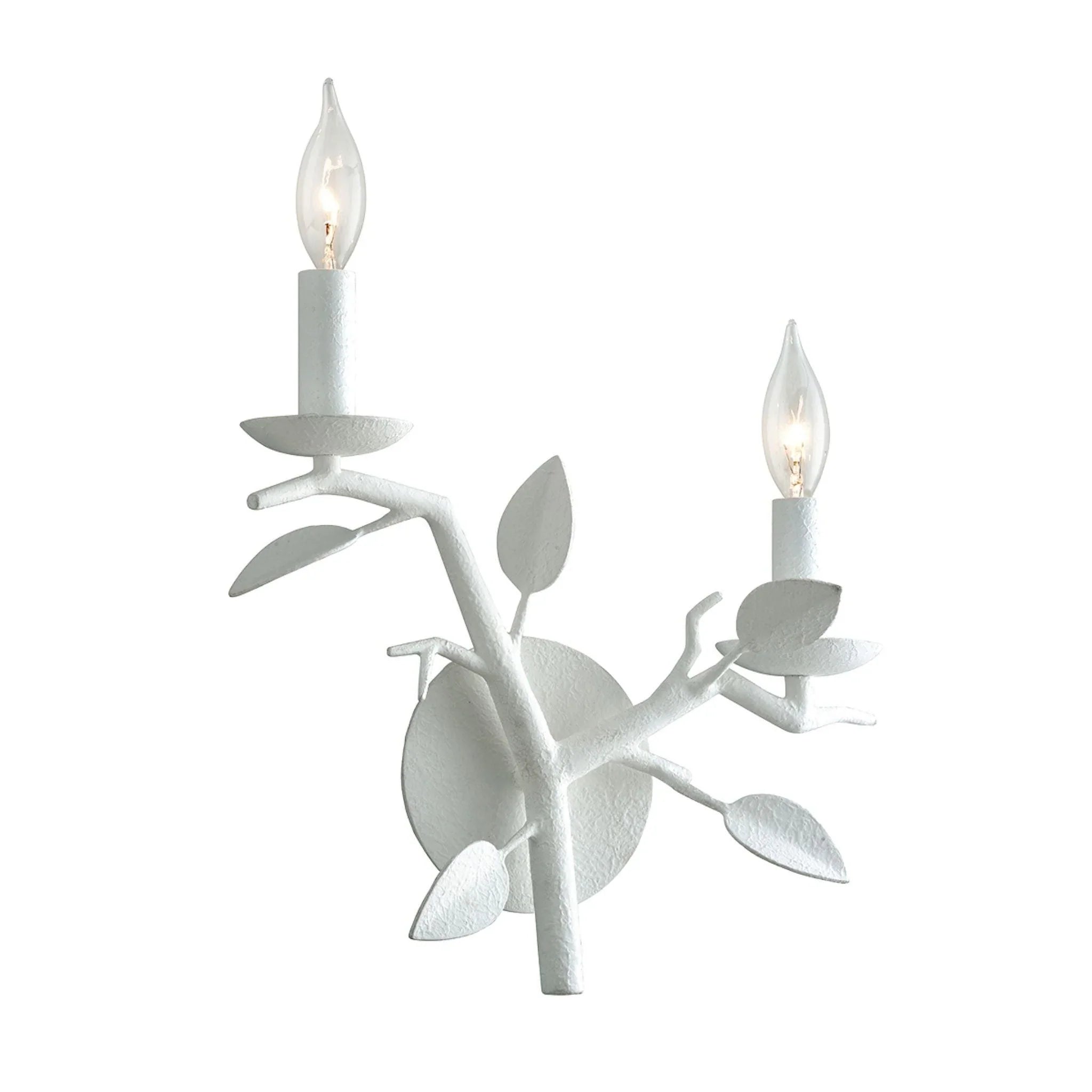 Rustic Branch Wall Sconce in White Gesso - Farmhouse Candle Holder for Bedroom, Living Room & Porch Decor