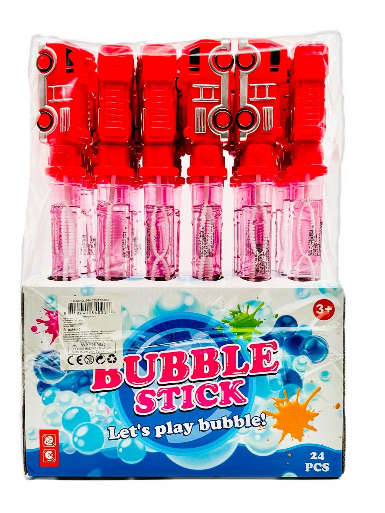 Bubble Stick Firetruck Toys - 24 Count Bulk Pack for Kids Party Favors, Outdoor Play & Birthday Gifts