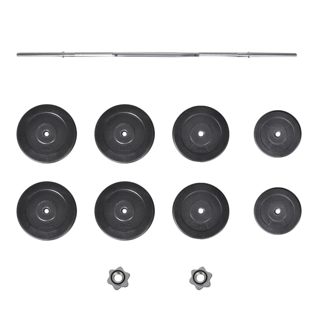 CHARMMA Olympic Barbell with Weight Plates Set - 132 lb Total Weight for Strength Training, Home Gym & CrossFit Workouts