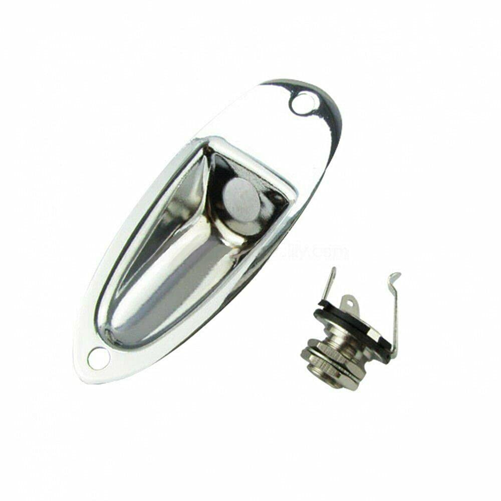 Stratocaster Style Chrome Guitar Jack Plate Ferrule - Replacement Boat Cup Parts for Fender Strat Electric Guitars | Perfect for DIY Guitar Repair & Upgrades