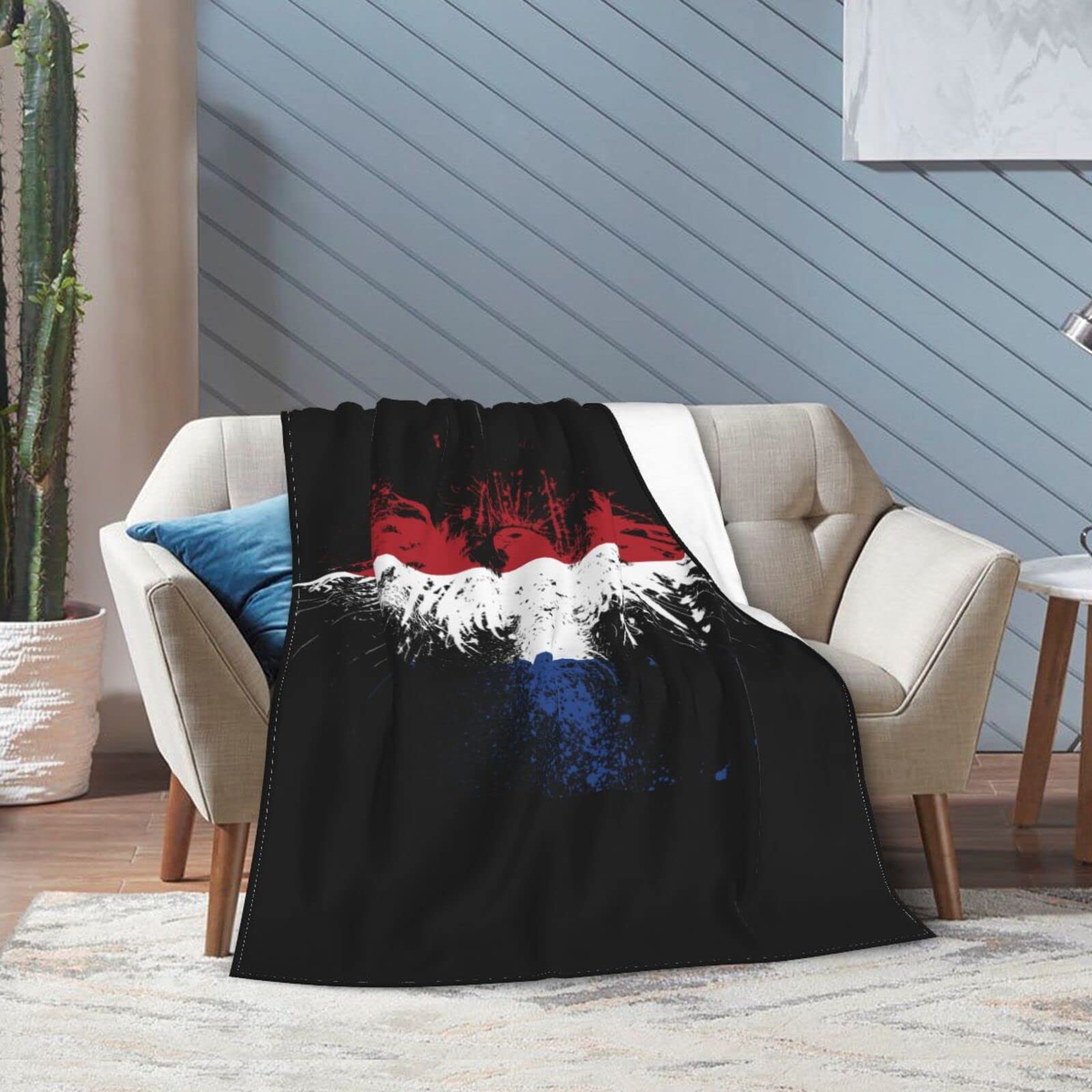 HUFURI Eagle Netherlands Flag Flannel Fleece Throw Blanket - Ultra Soft & Cozy 60