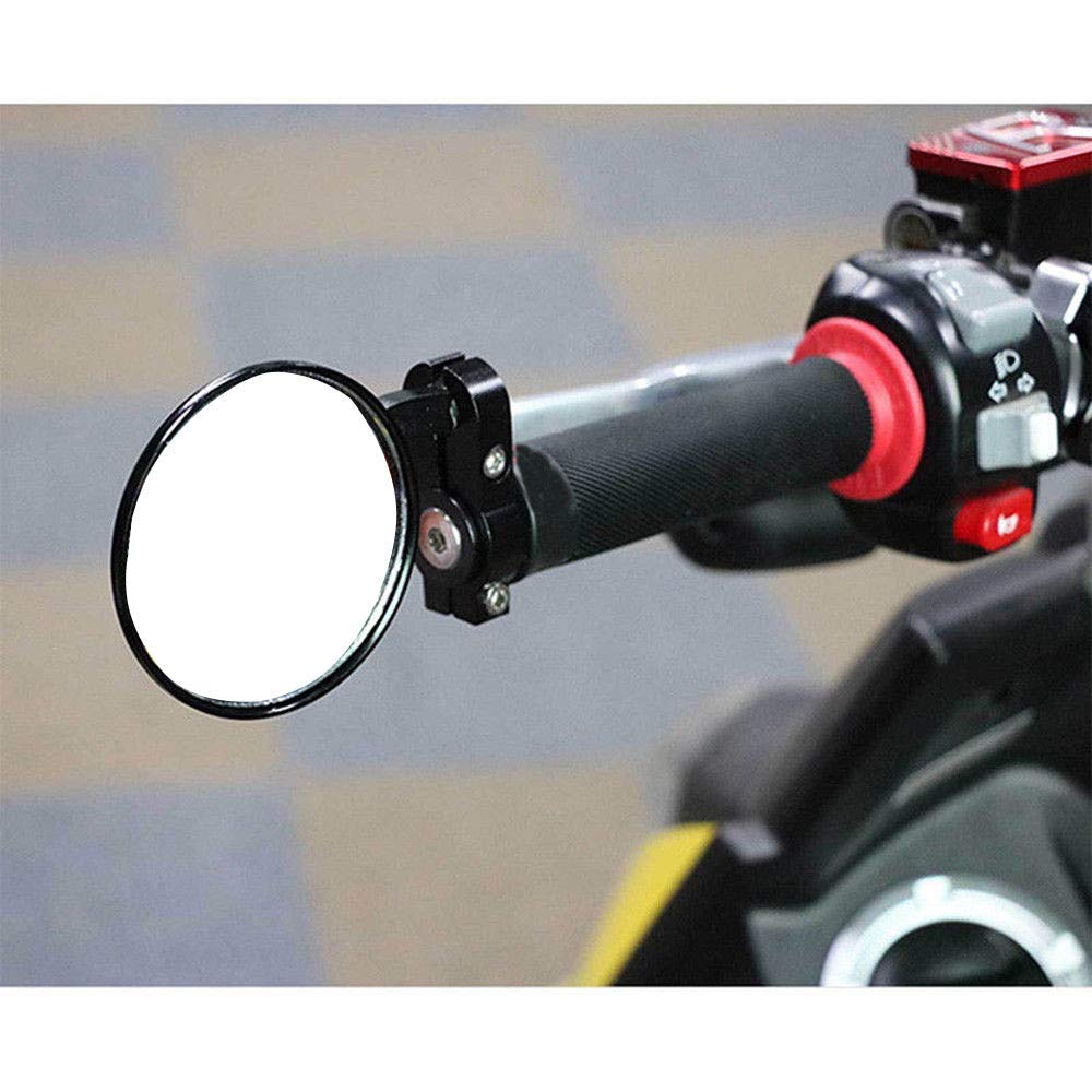 Black Round Billet Bar End Mirrors for Motorcycles - 7/8