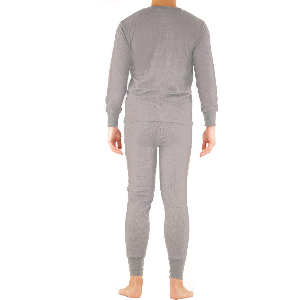 SLM ThermaTek Men's 100% Cotton Thermal Underwear Set - Warm Waffle Knit Long Johns for Winter, Cold Weather & Outdoor Activities - Perfect for Skiing, Hiking & Camping Base Layer