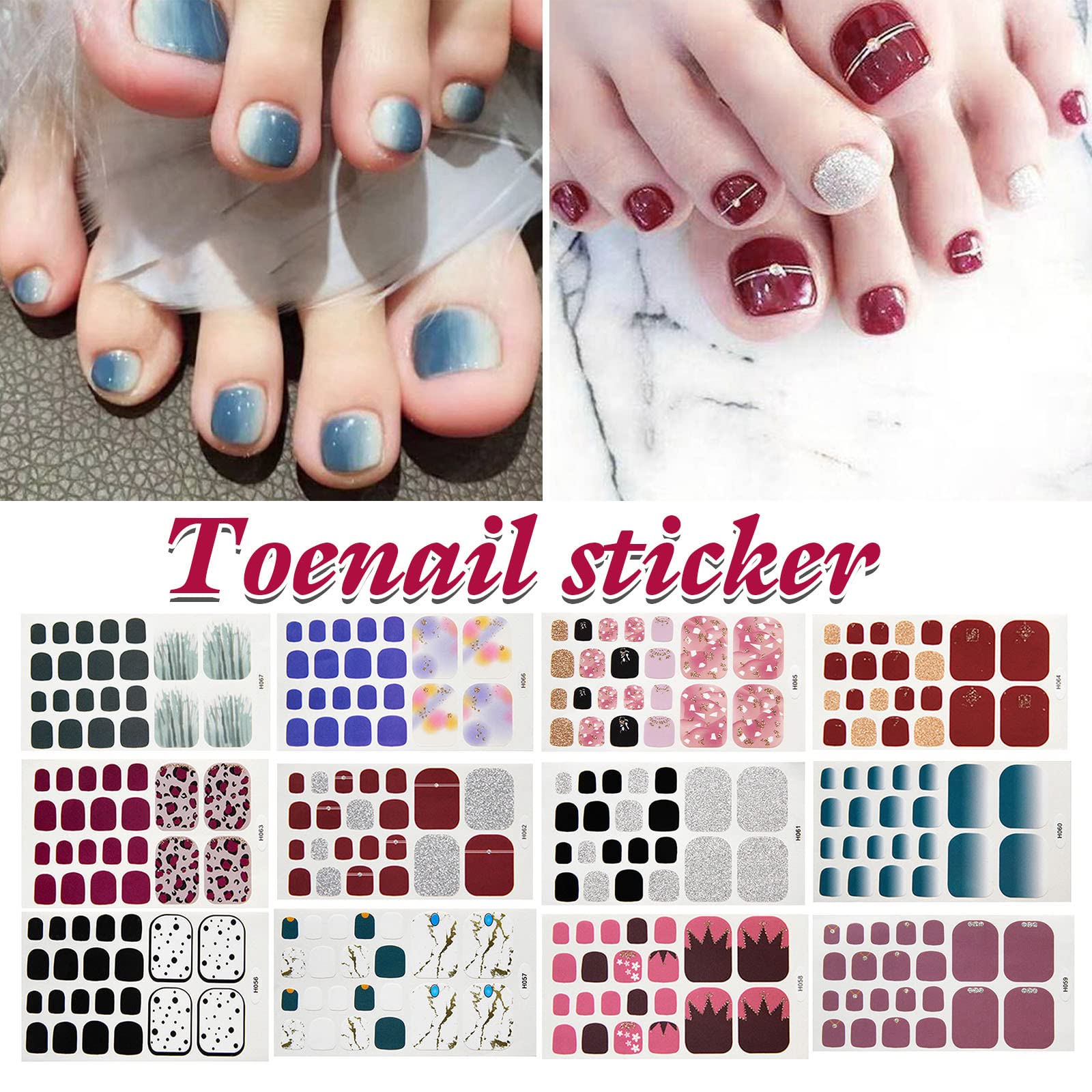 Waterproof DIY Nail Art Stickers for Women - Self-Adhesive Toenail Decoration, Cute Foot Stickers for Girls - Perfect for Pedicures, Summer Sandals & Beach Vacations