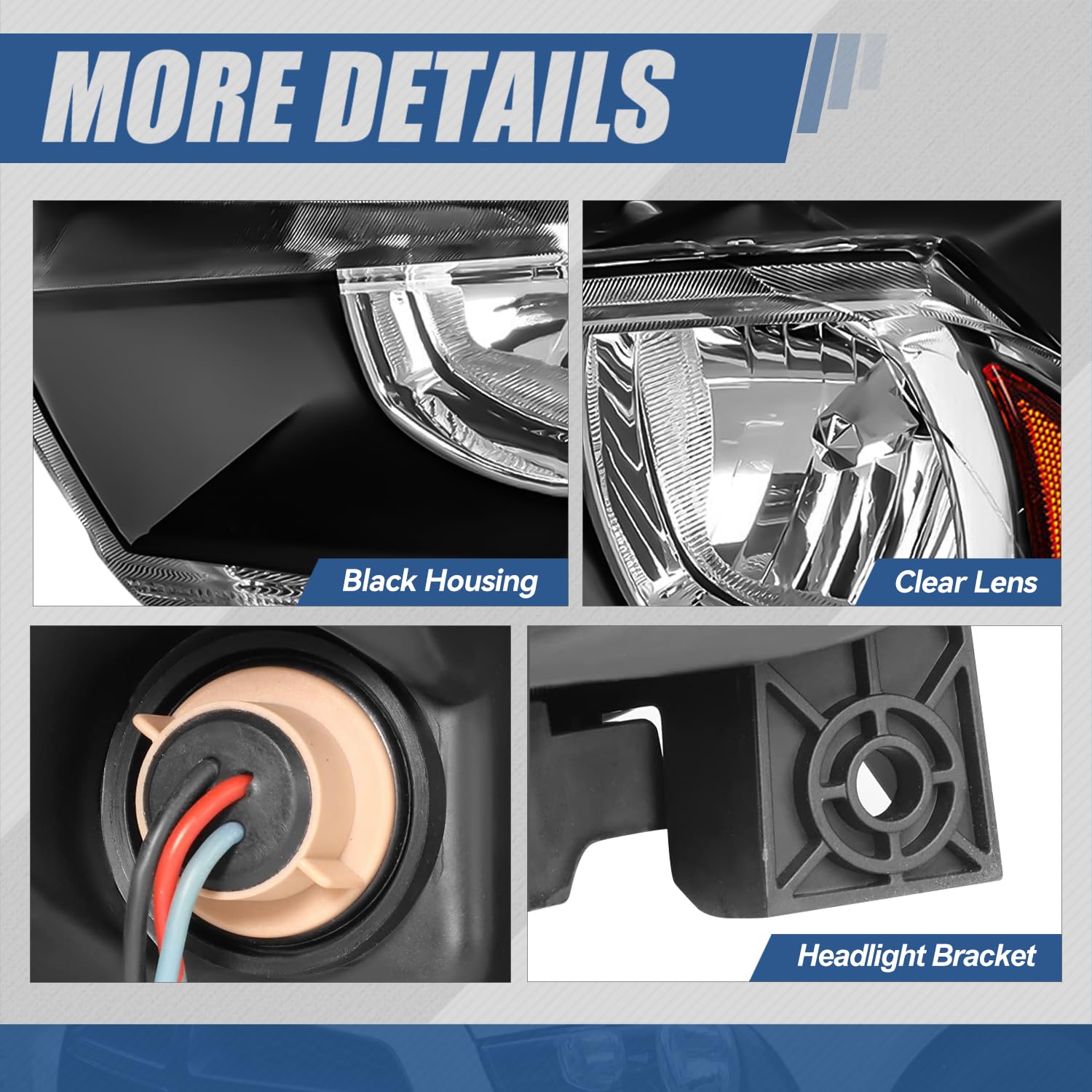 Auto Dynasty Halogen Headlights Assembly Replacement for 2011-2014 Dodge Charger - Driver & Passenger Side Black Housing with Amber Corner - Perfect for Night Driving & Vehicle Upgrades