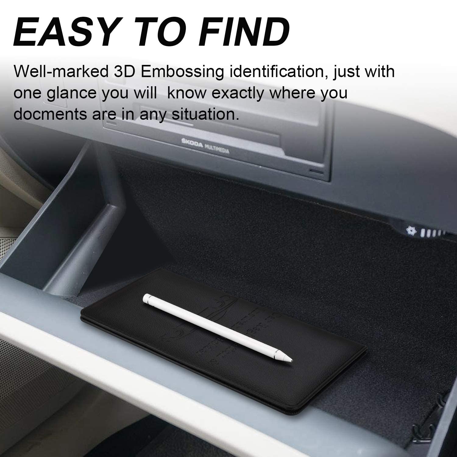 Magnetic Car Registration & Insurance Holder - Black Glove Box Organizer for Cards, Driver License & Essential Documents - Perfect for Men & Women - Ideal for Road Trips & Daily Commuting