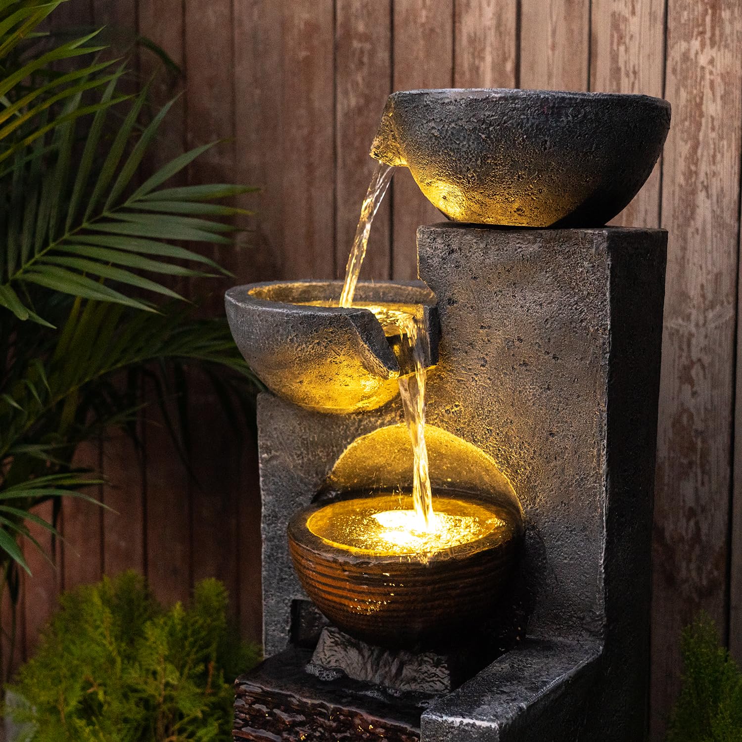 YZM Outdoor Garden Water Fountain with LED Lights - 42.91