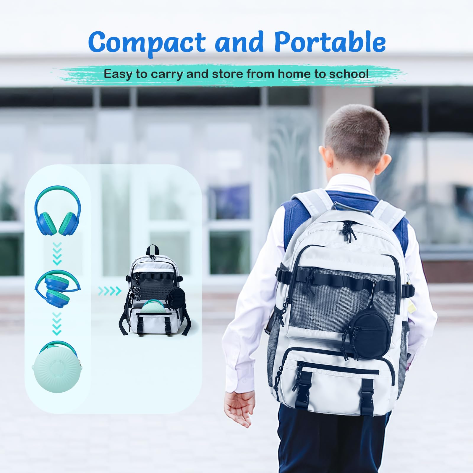 Kids Wireless Bluetooth Headphones with Active Noise Cancelling, 60H Playtime, Built-in Mic - Purple Over-Ear Headset for Home, School, Travel & Party (Includes Portable Case) - Perfect for Online Classes, Airplane Rides & Study Sessions