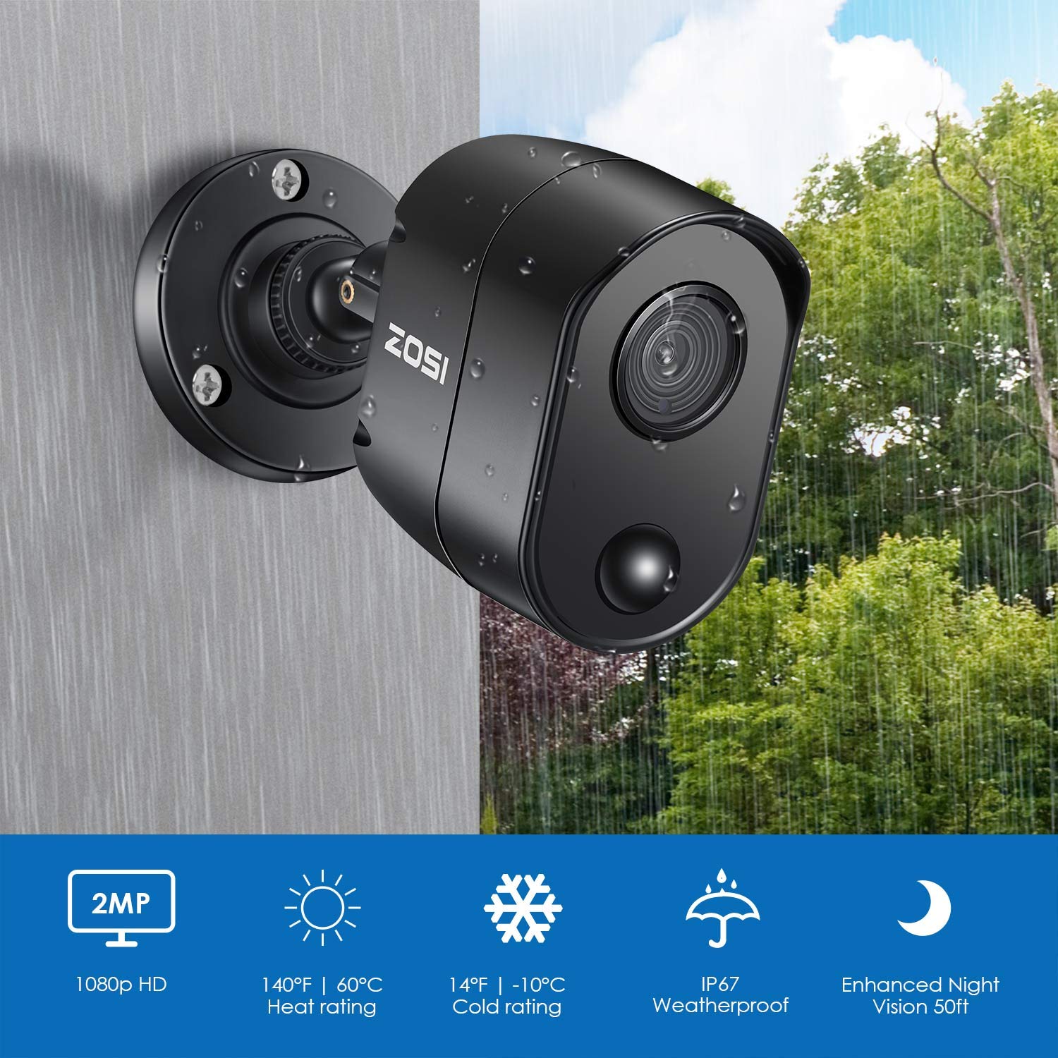 ZOSI 8CH 1080p Outdoor Security Camera System with 1TB HDD - H.265+ CCTV DVR Recorder & 4 Weatherproof Night Vision Cameras with PIR Motion Detection - Ideal for Home, Business & Property Surveillance