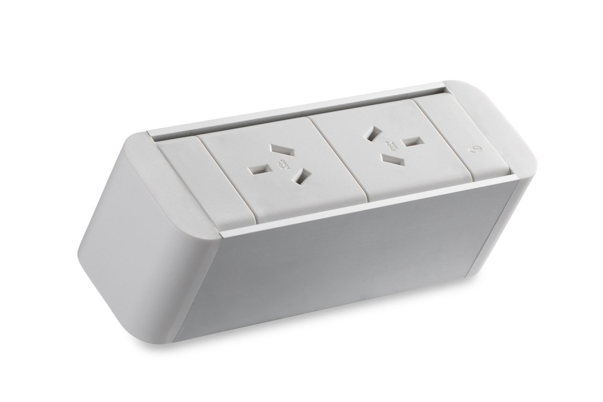CMS Zeus Rail White Above Desk Power Outlet with 2 USB Ports - Perfect for Home Office, Dorm Room & Workspace Organization