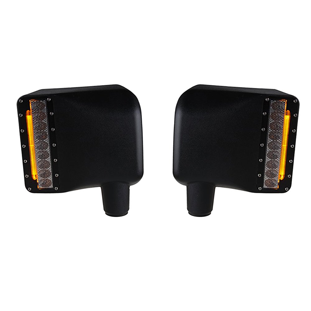 Xprite Smoke Lens LED Side Mirror with White Spot Lights & Amber Turn Signal for 2007-2018 Jeep Wrangler JK JKU - Off-Road Upgrade for Enhanced Visibility & Safety