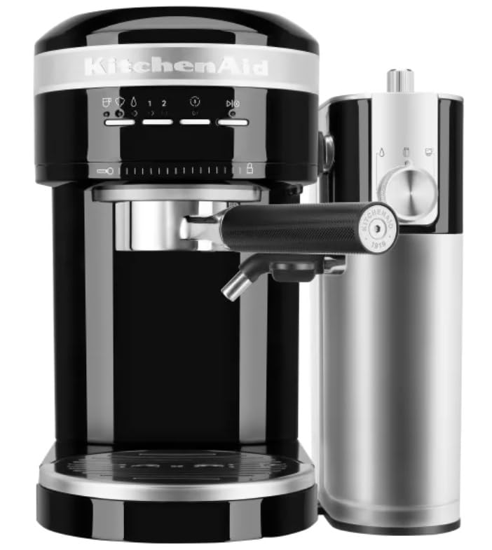 KitchenAid Stainless Steel Semi-Automatic Espresso Machine with Milk Frother - Barista Quality Home Coffee Maker for Latte, Cappuccino & Espresso Drinks | Perfect for Small Kitchens & Coffee Enthusiasts
